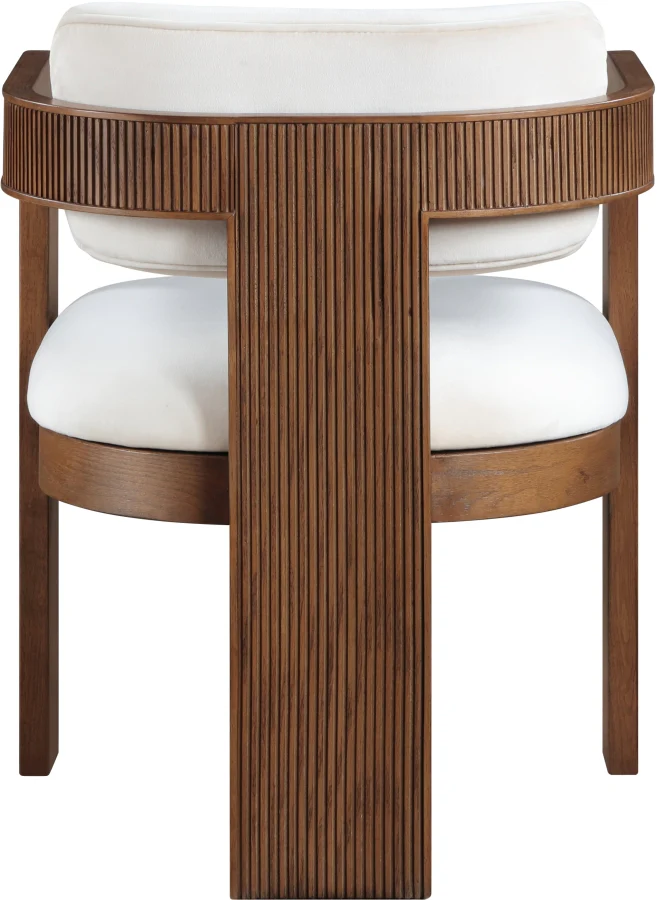 Capri Cream Velvet Upholstered Dining Chair – Walnut Wood Frame (Set Of 2) - Image 5