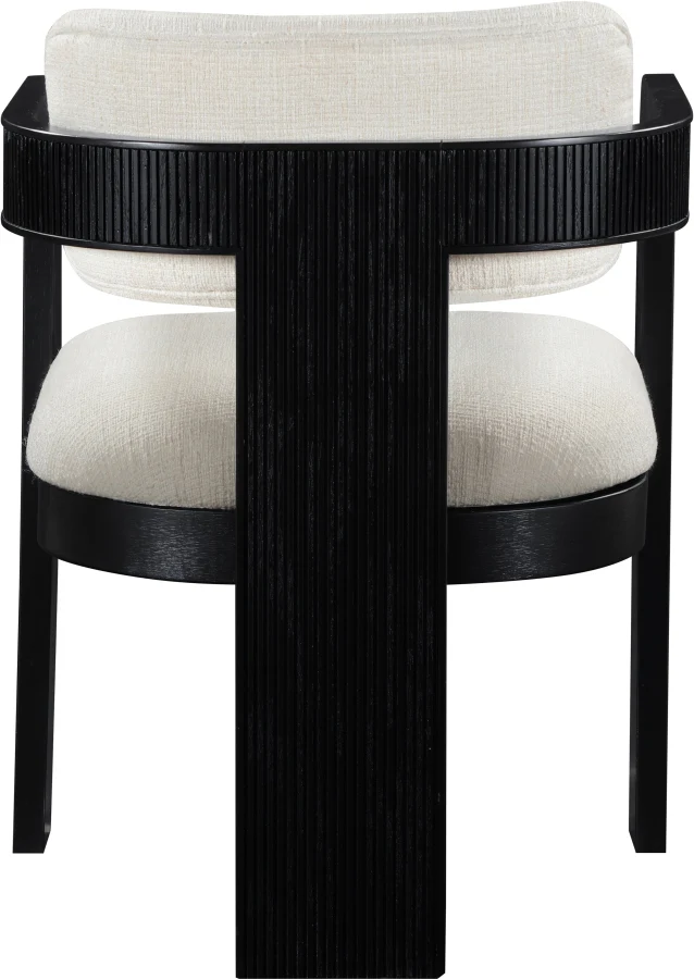 Capri Cream Linen Textured Fabric Upholstered Dining Chair – Black Frame (Set Of 2) - Image 4