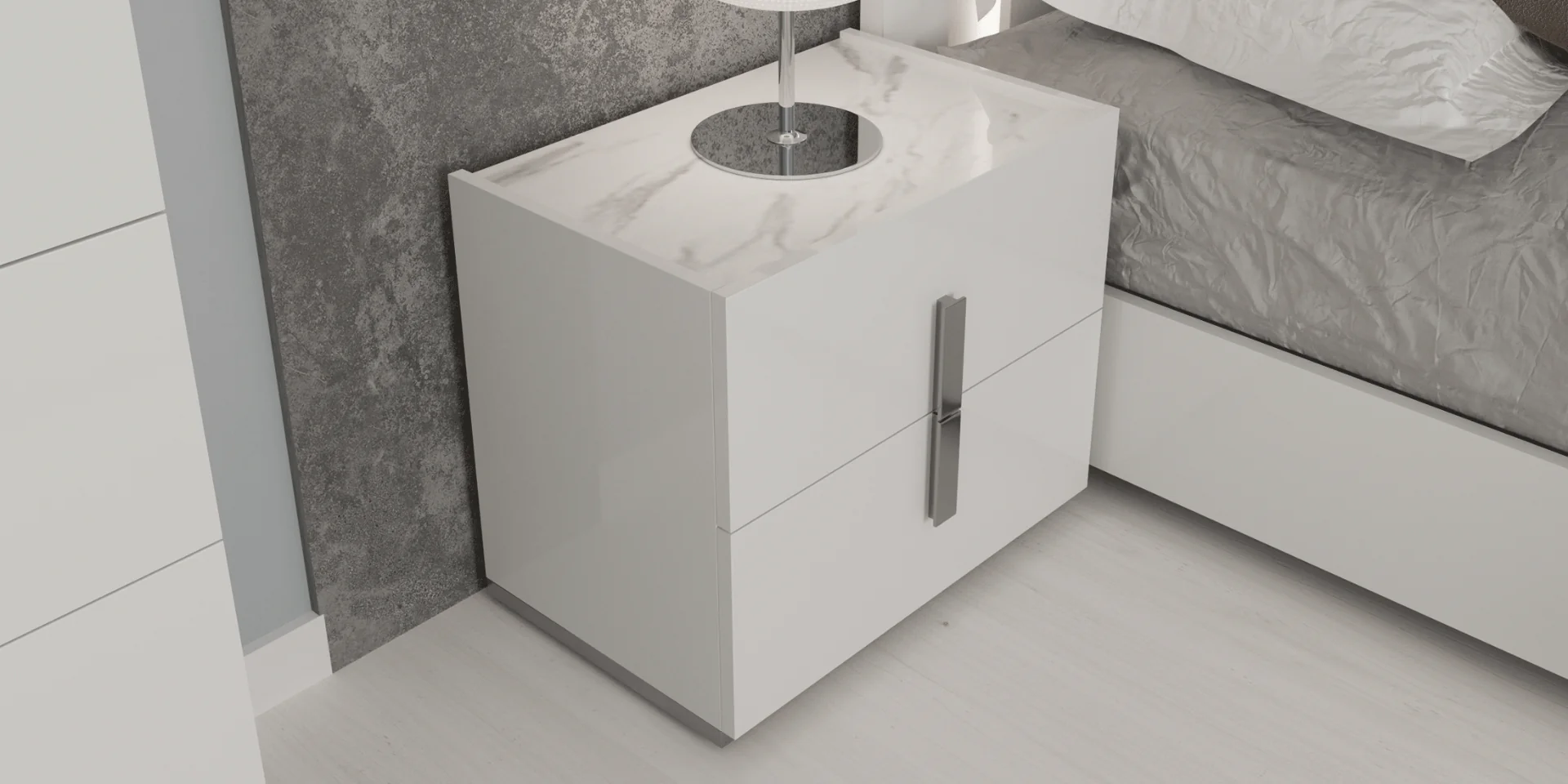 Carrara White Bed W/Light - Image 6