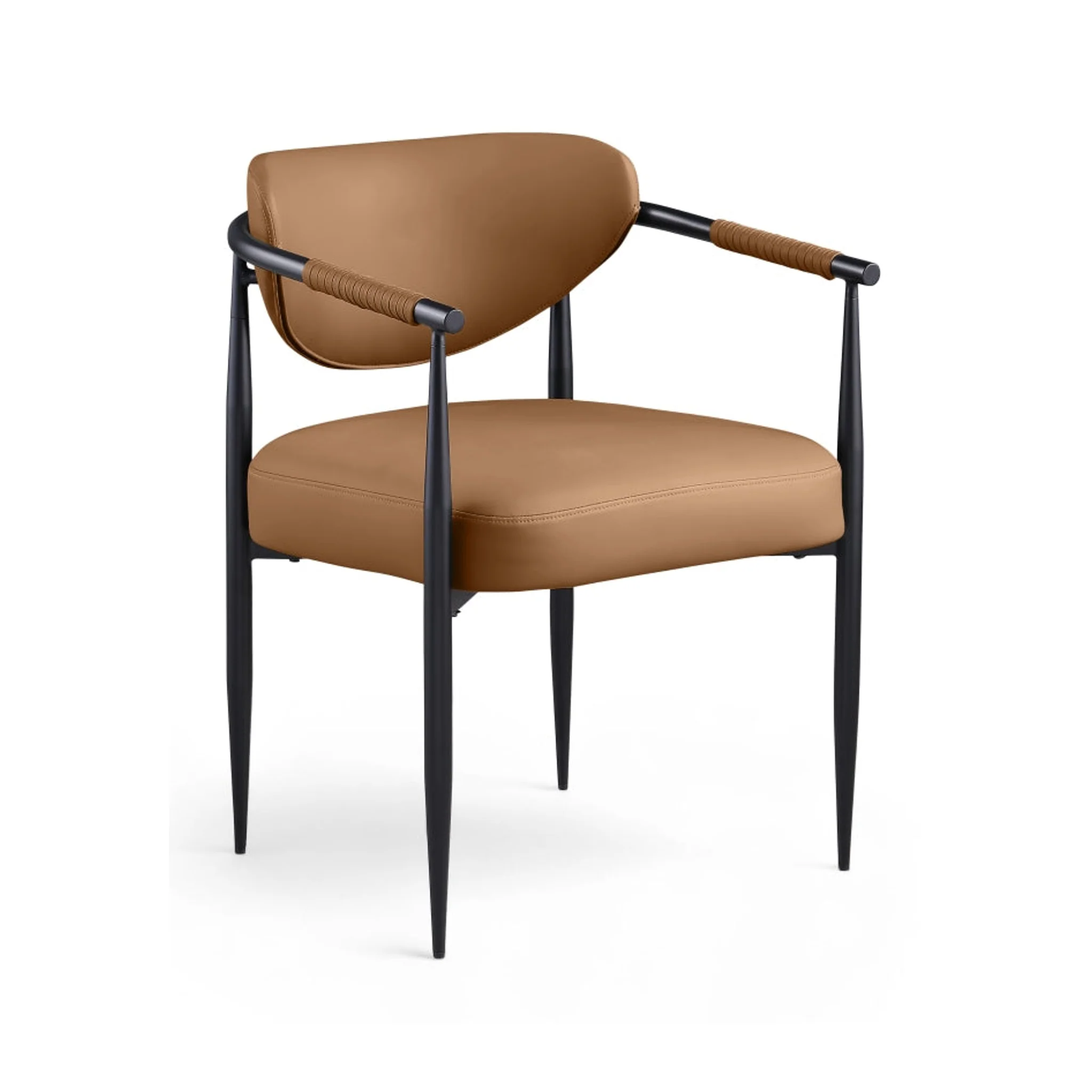 Set Of 2 - Caspian Vegan Leather Upholstered Dining Chair - Black - Image 51