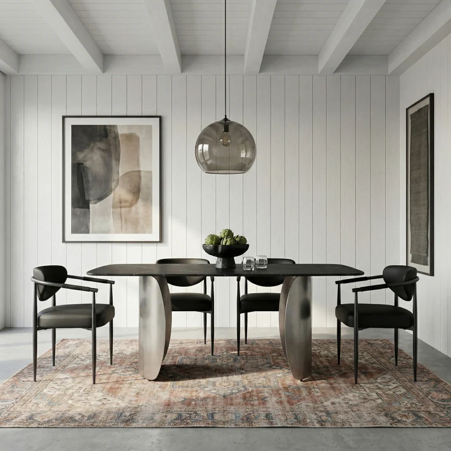 Set Of 2 - Caspian Vegan Leather Upholstered Dining Chair - Black - Image 9