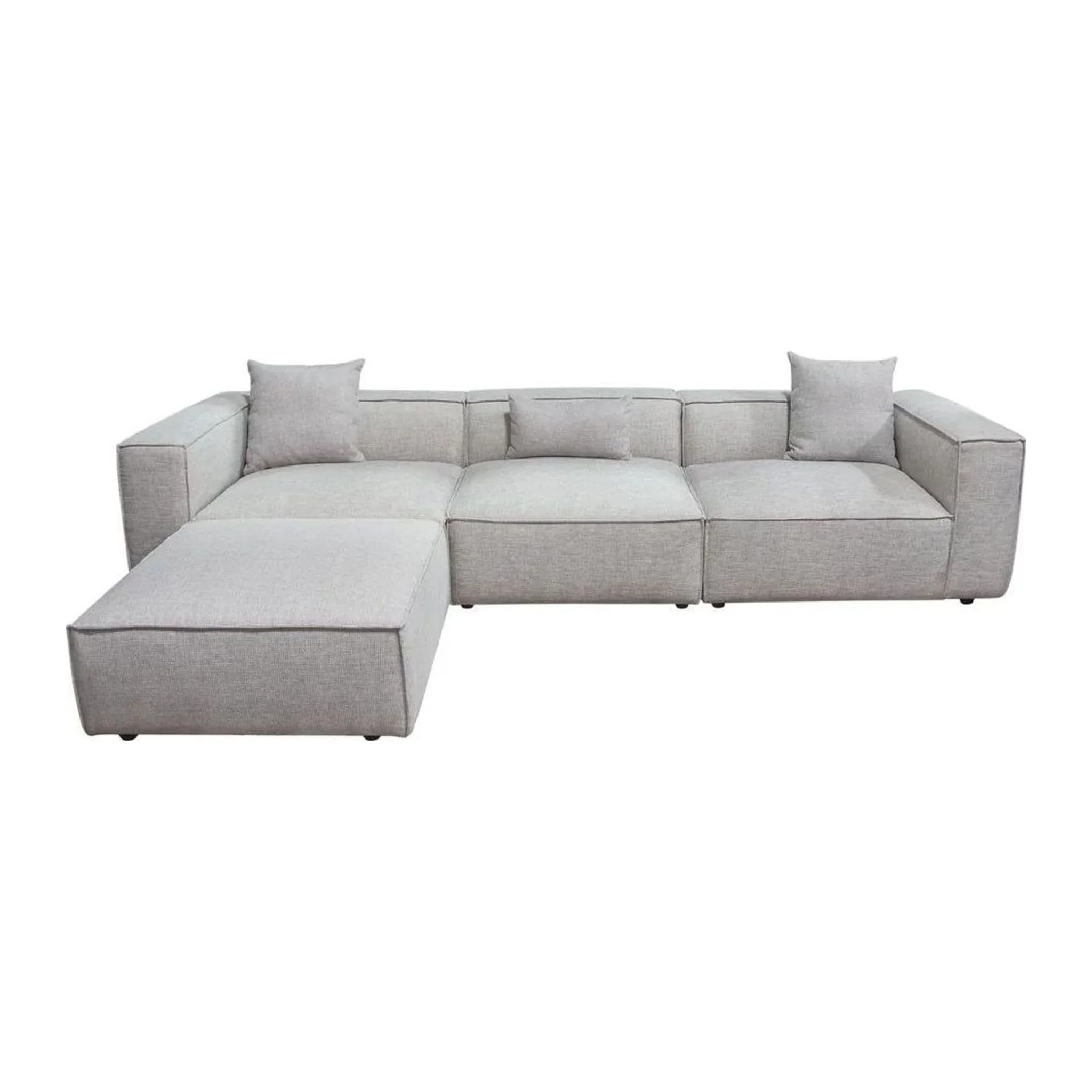 Clayton 4-Piece Modular Sectional In Barley Fabric With Ottoman