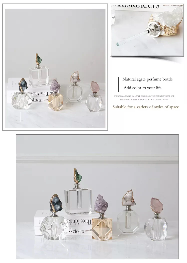 Crystal & Green Agate Stone Perfume Bottle - Image 8