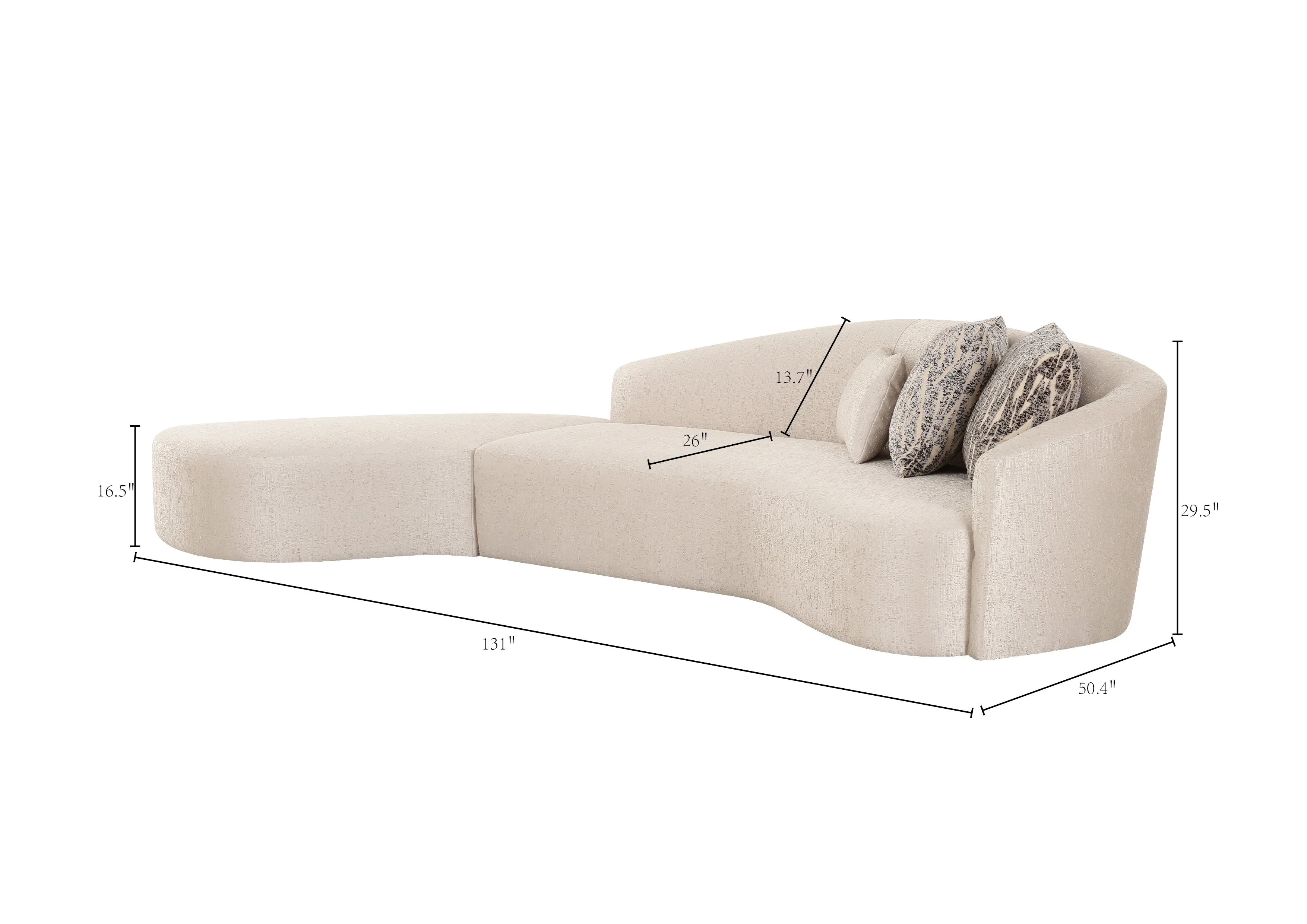 131" Curran 2-Piece Sofa Chaise Sectional - Image 5