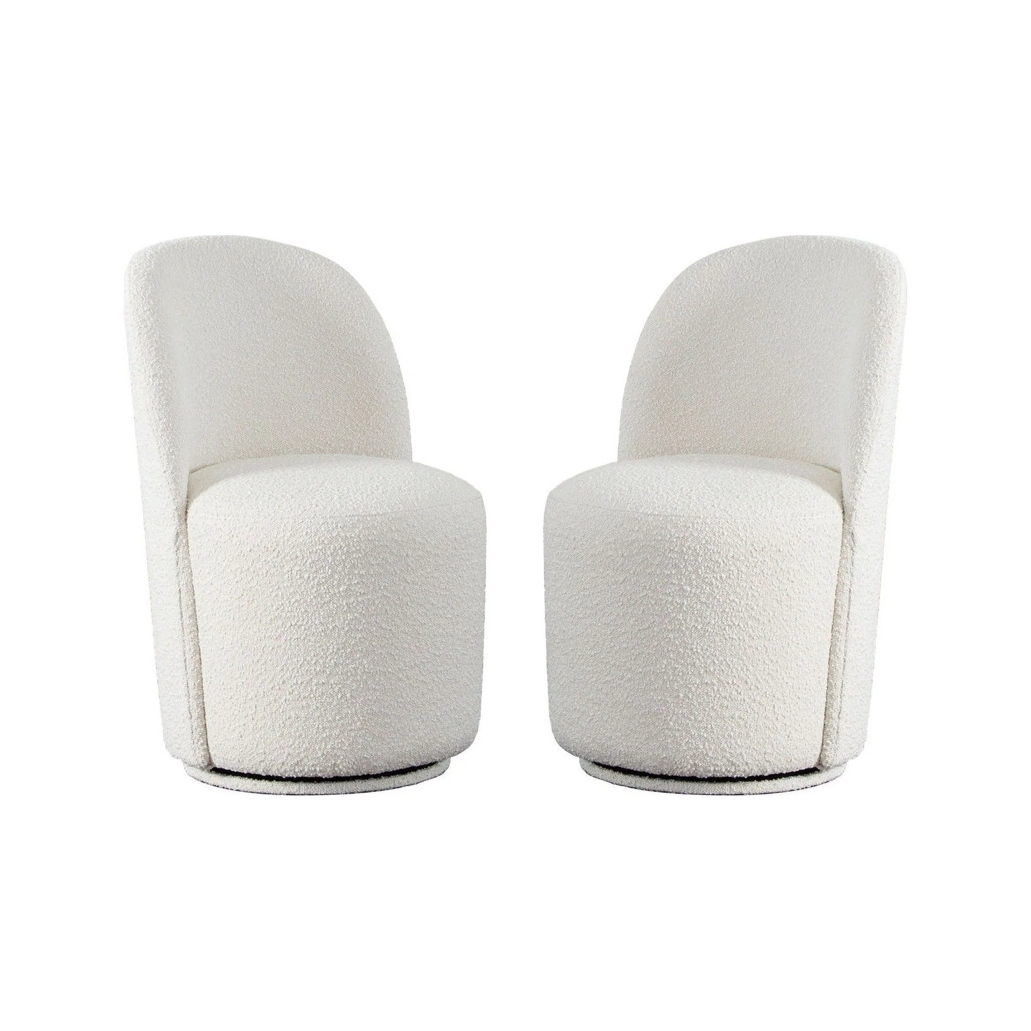 Dakota Ivory Boucle Swivel Chair - Set Of 2