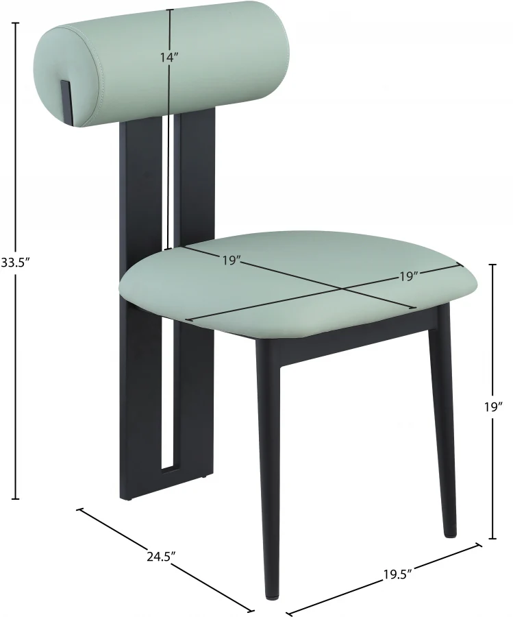 Dalia Vegan Mint Leather Dining Chair Set Of 2 - Image 7