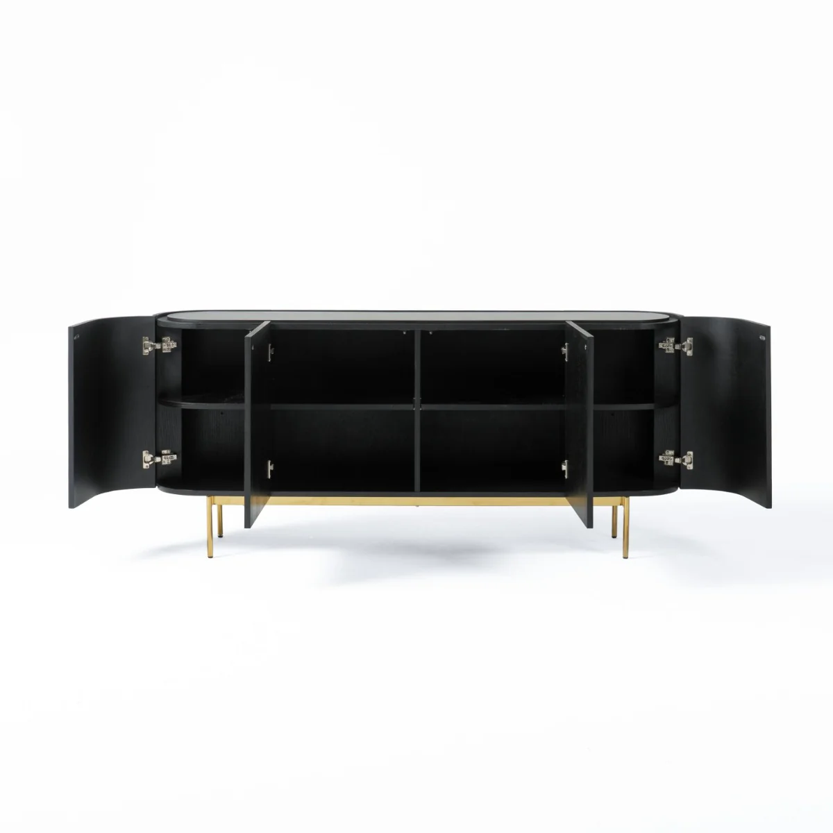 Dame Mid - Century Modern Black Oak + Brass Buffet - Image 8