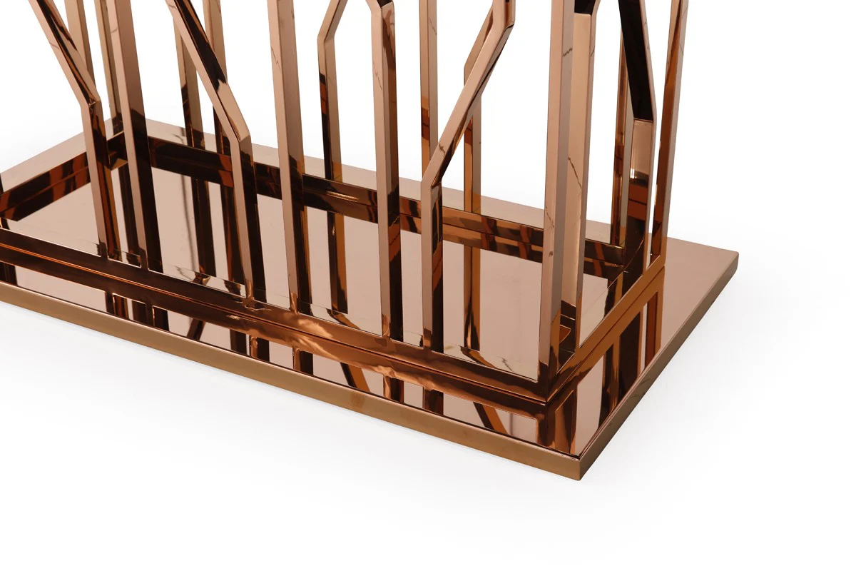 Divinity Modern Black Glass & Rosegold Dining Table - Image 5