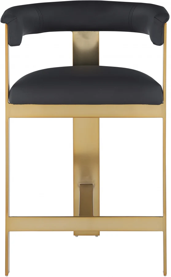 Donatello Vegan Leather Counter Stool Black - Set Of 2 - Image 7