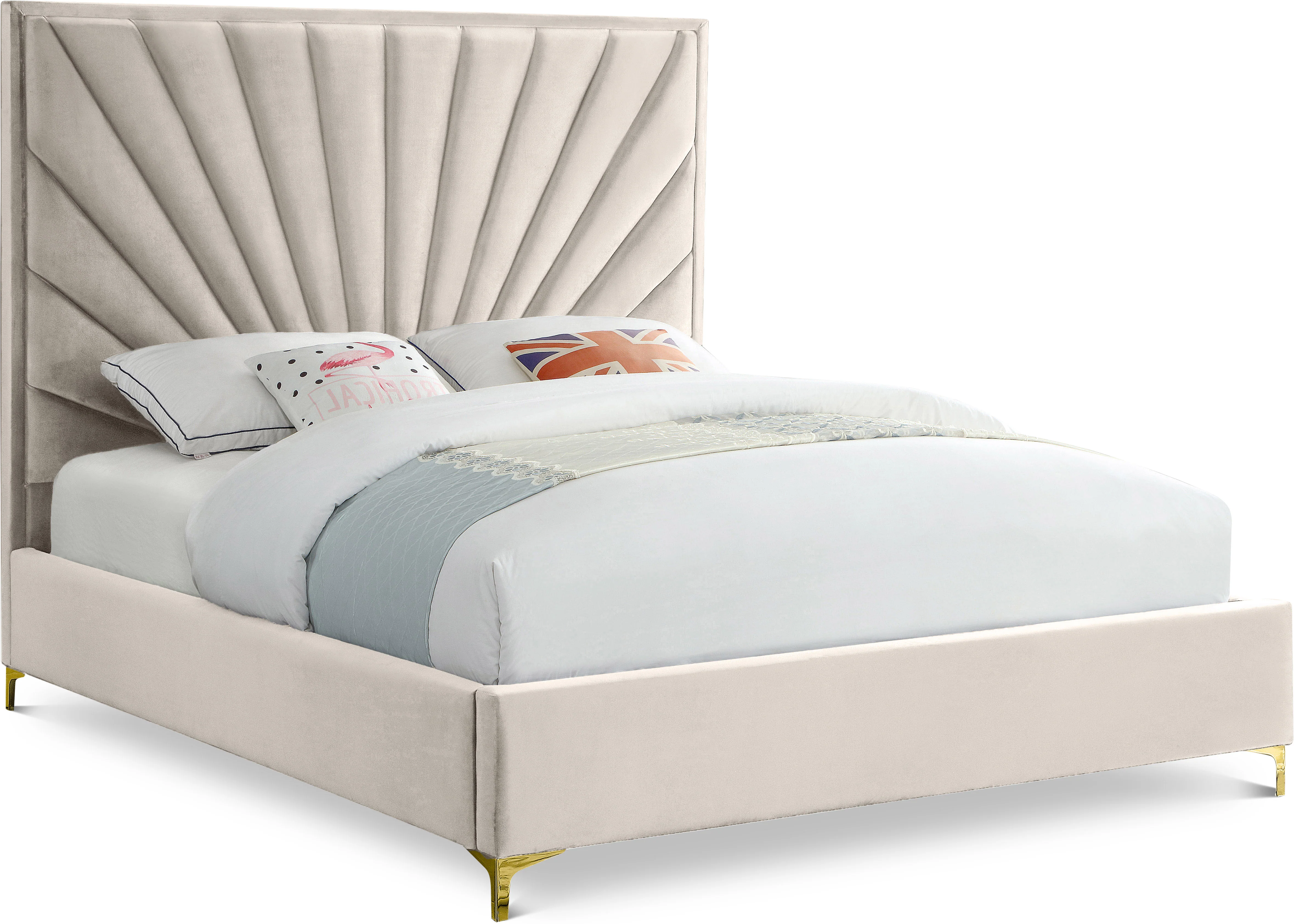 Eclipse Cream Velvet Upholstered Bed - Image 2