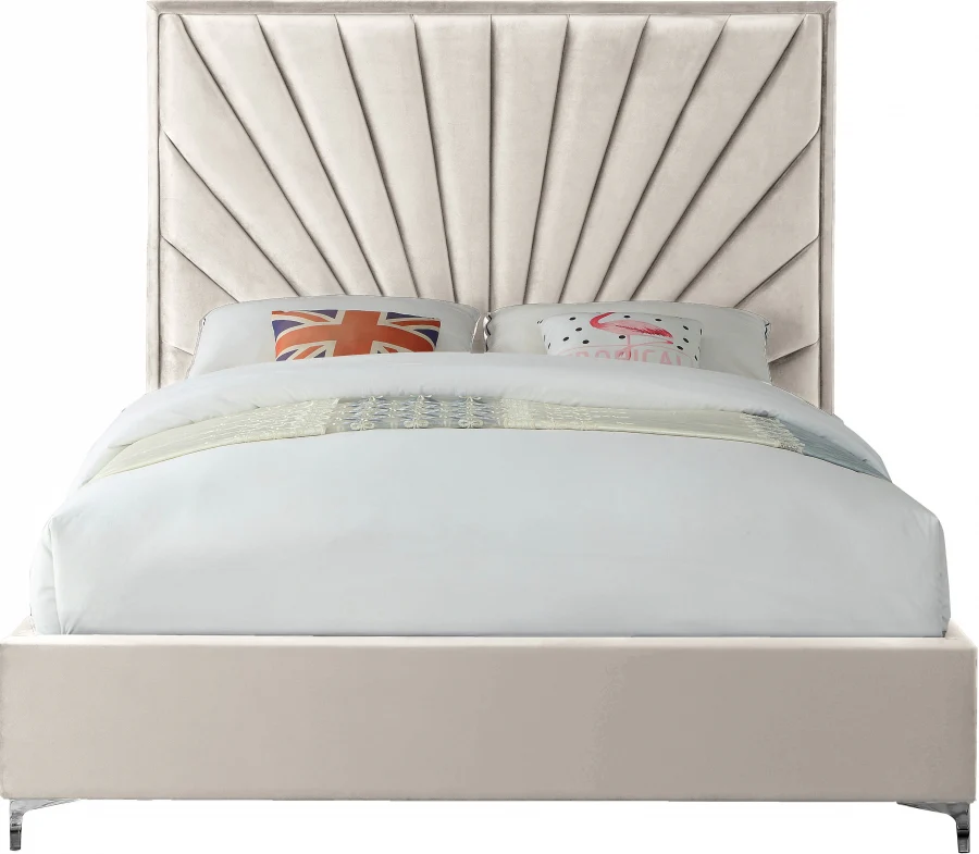 Eclipse Cream Velvet Upholstered Bed - Image 4