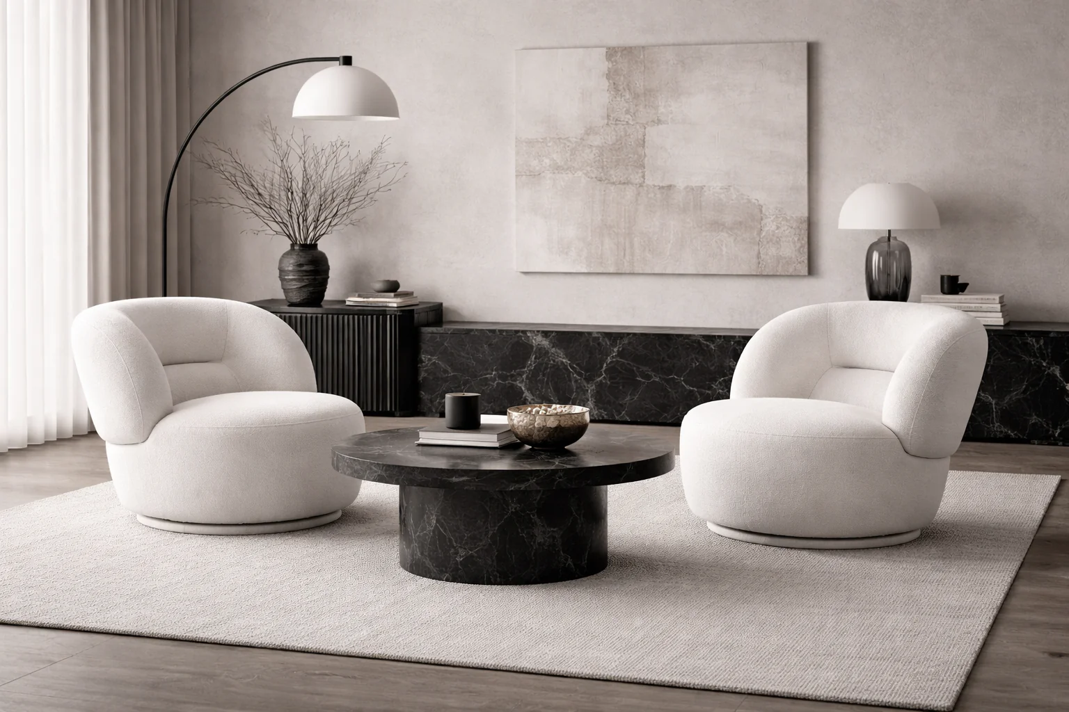 Eclipse Performance Boucle Swivel Accent Chair Ivory - Image 3