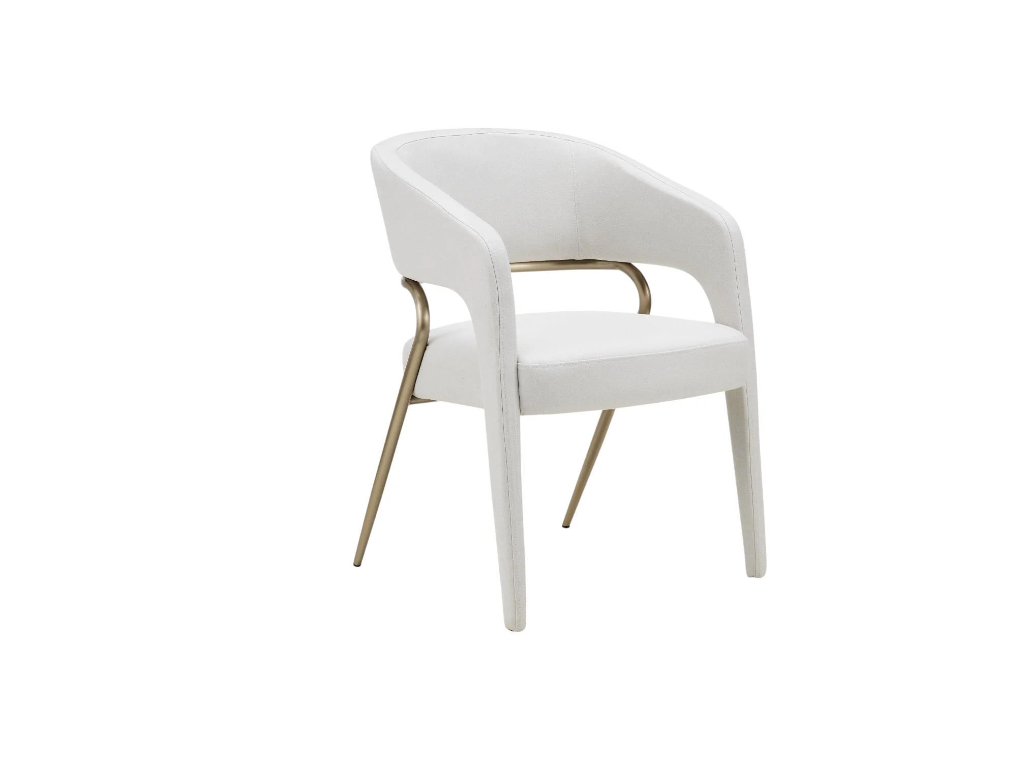 Elson - Modern Off-White Fabric + Antique Brass Dining Chair - Image 2