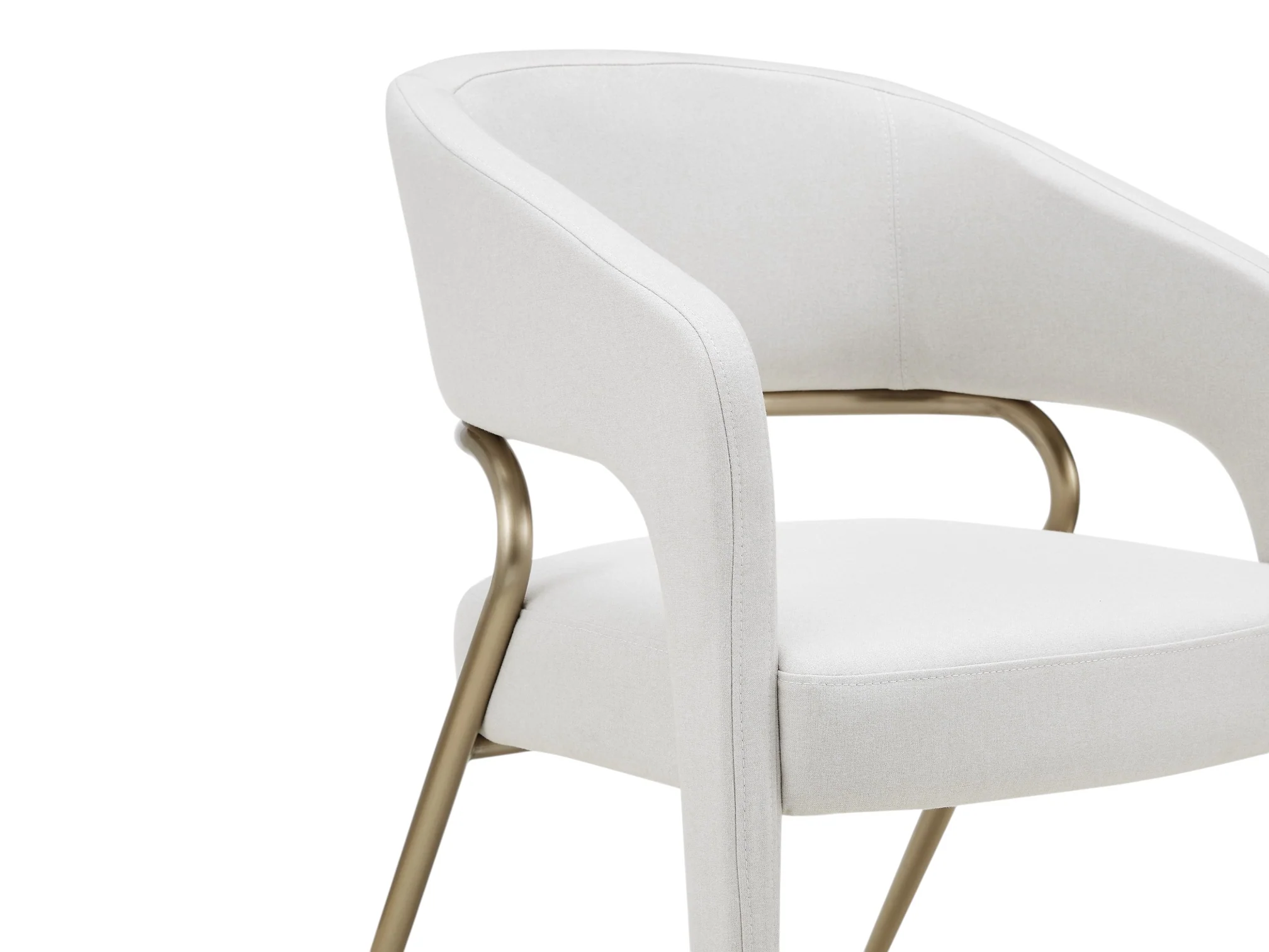 Elson - Modern Off-White Fabric + Antique Brass Dining Chair - Image 5
