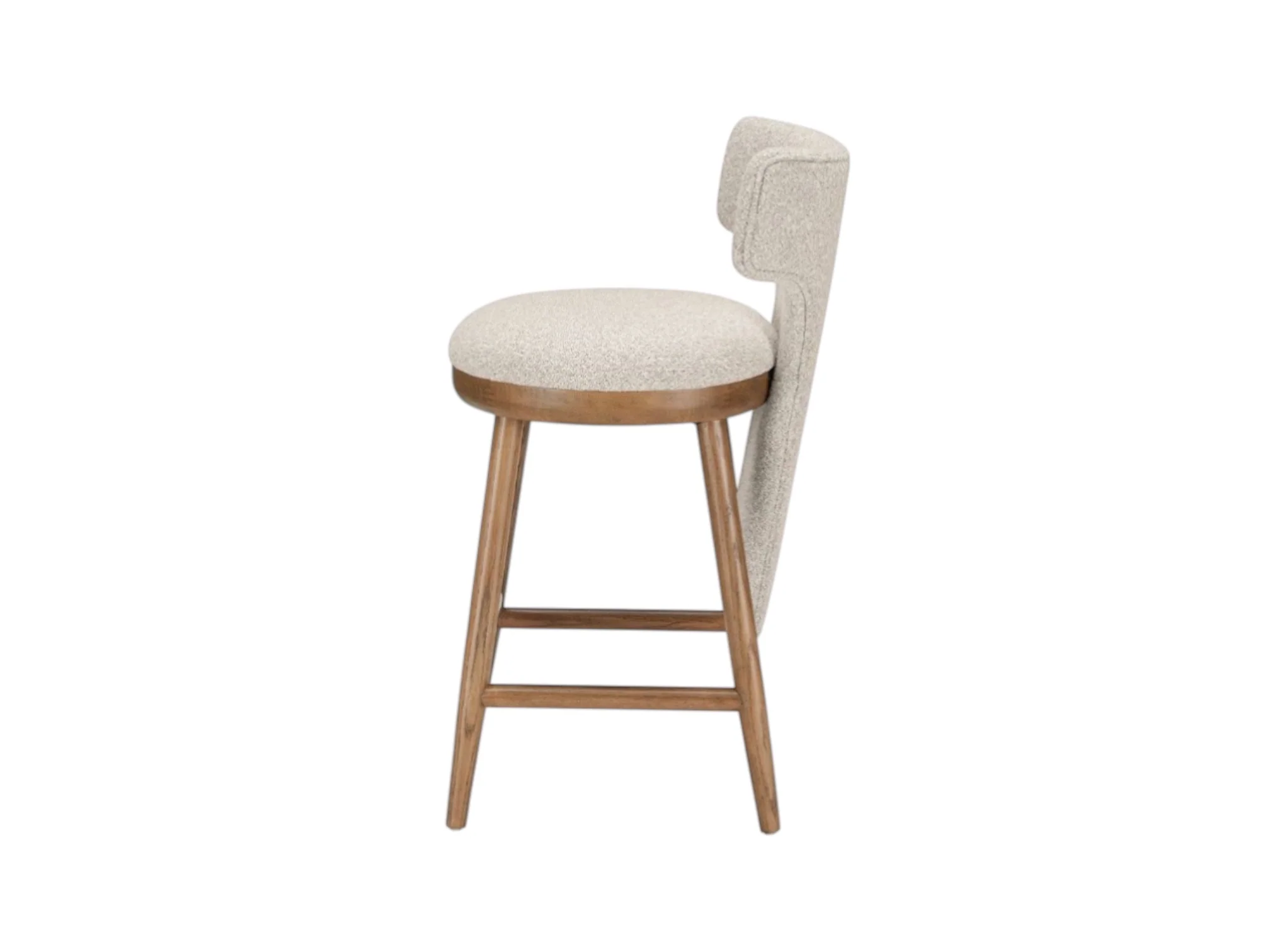 Ember Crest Beige Boucle And Solid Oak Counter Stool - Image 5