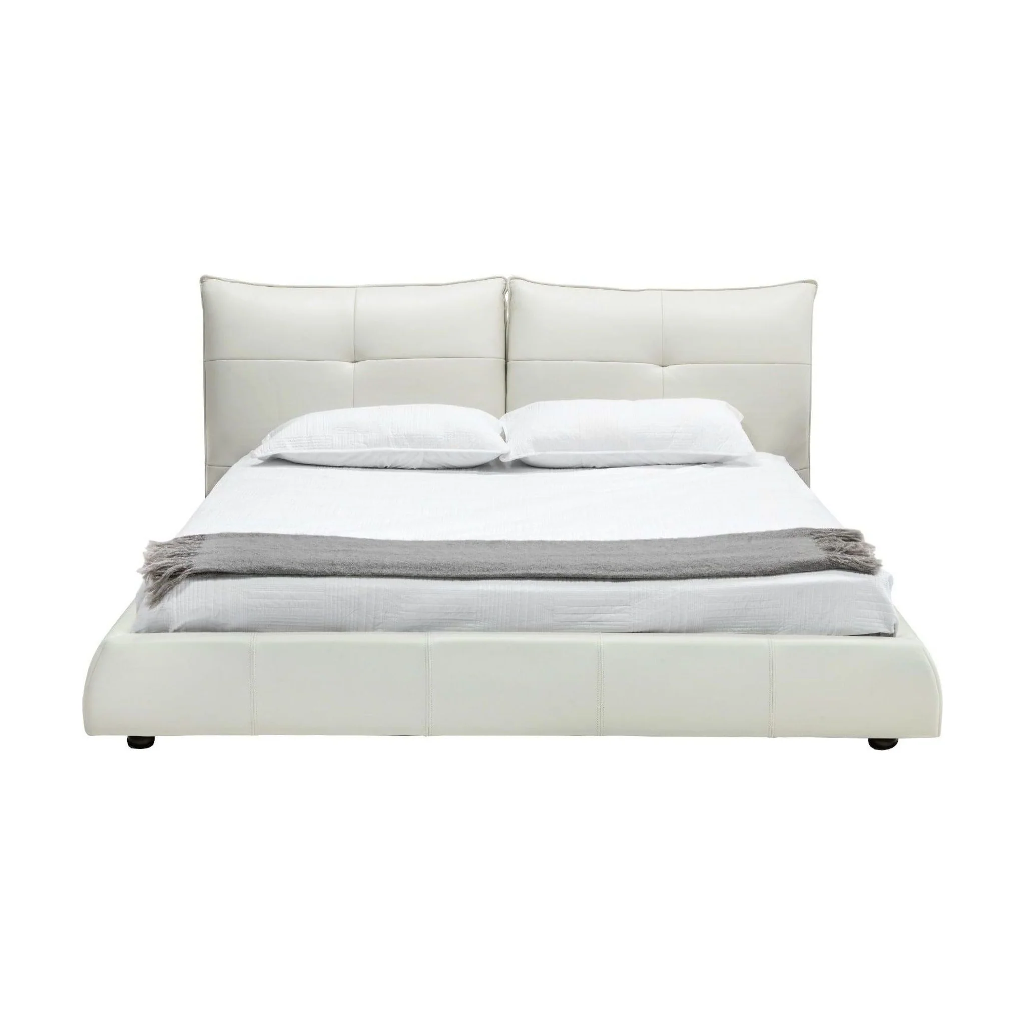 Fabio Modern White Leather Bed