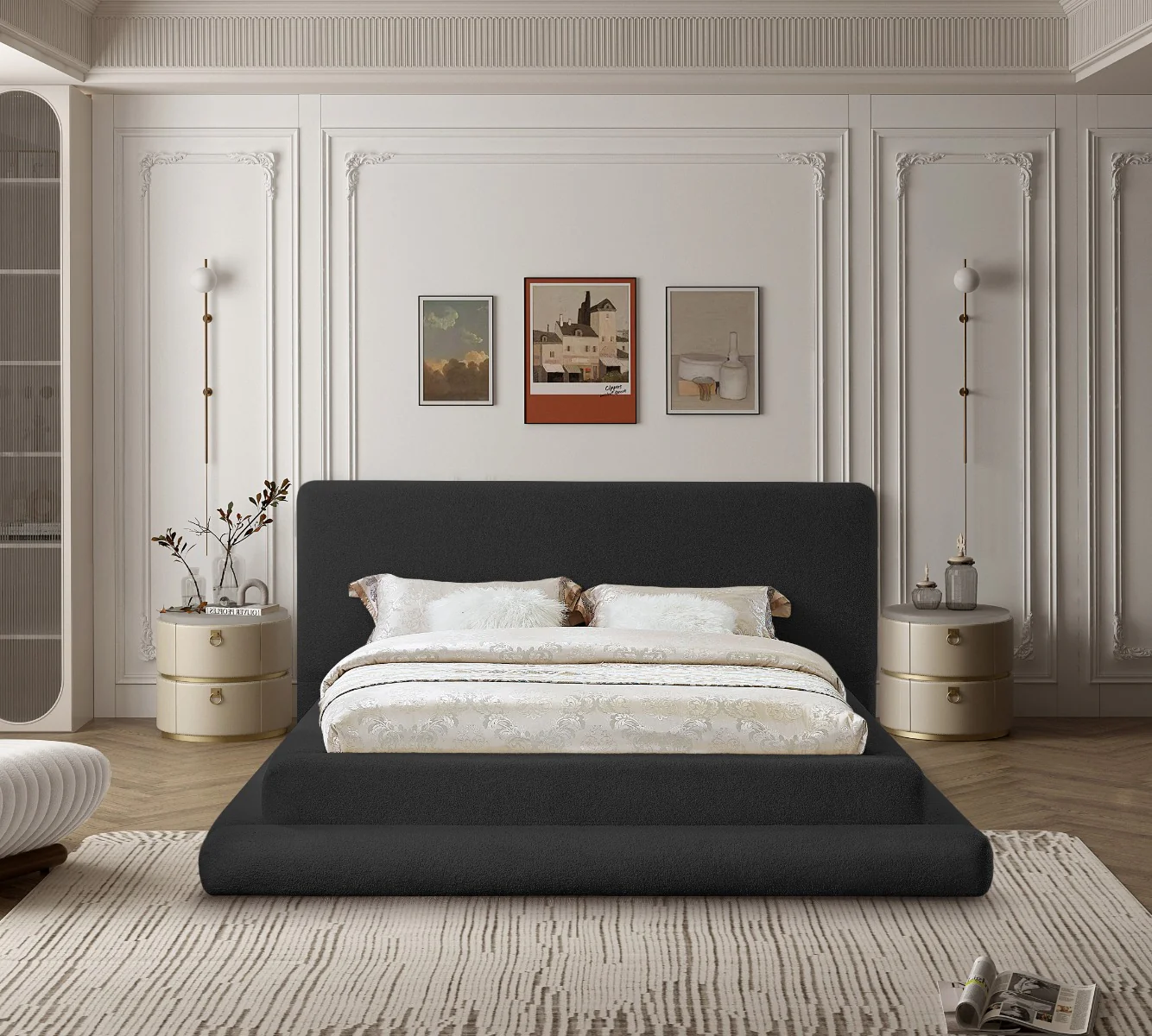 Finland Boucle Fabric Bed Cream - Image 15