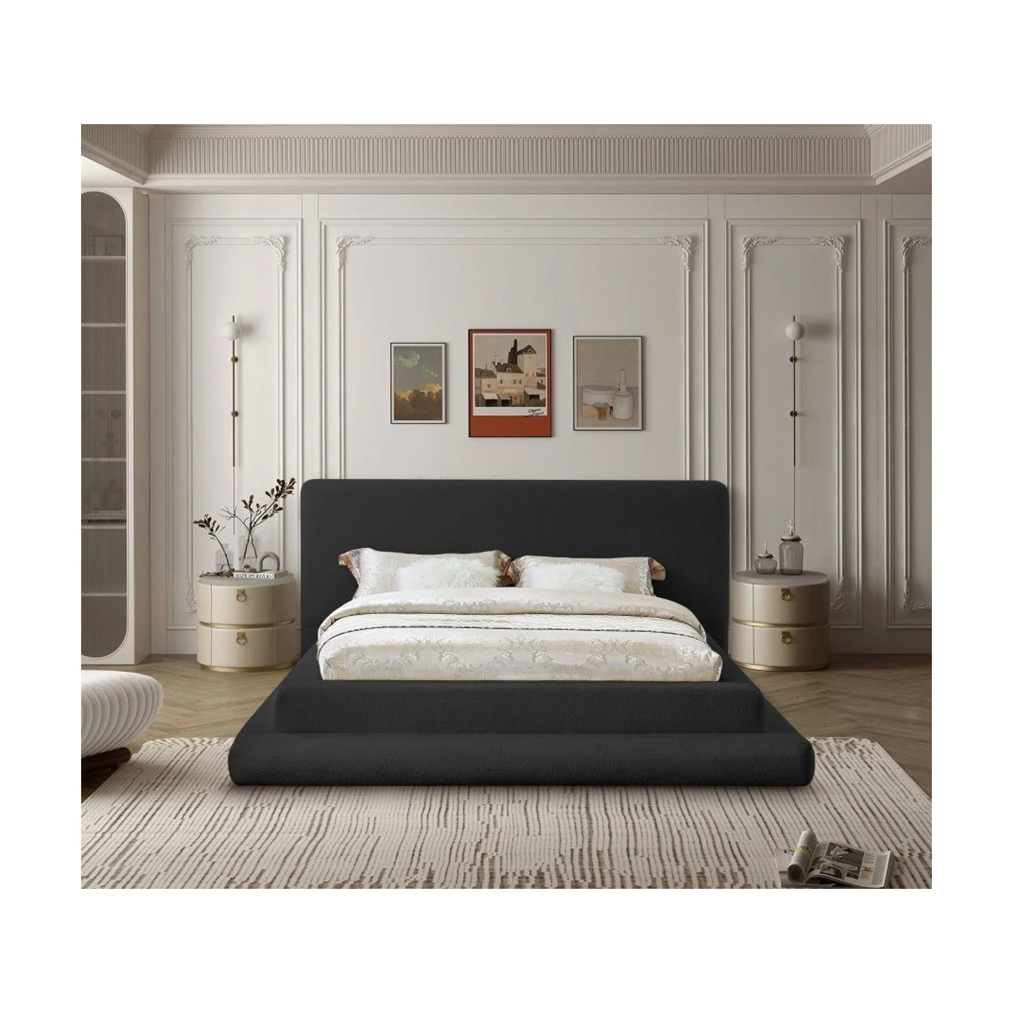 Finland Boucle Fabric Bed Cream - Image 18
