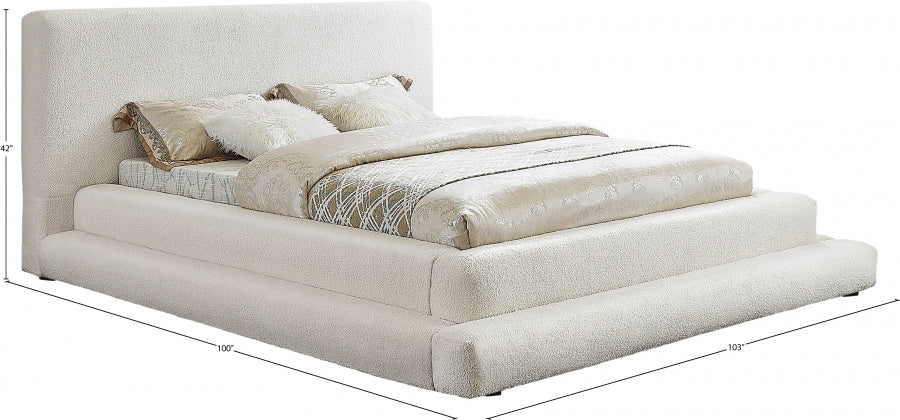 Finland Boucle Fabric Bed Cream - Image 3
