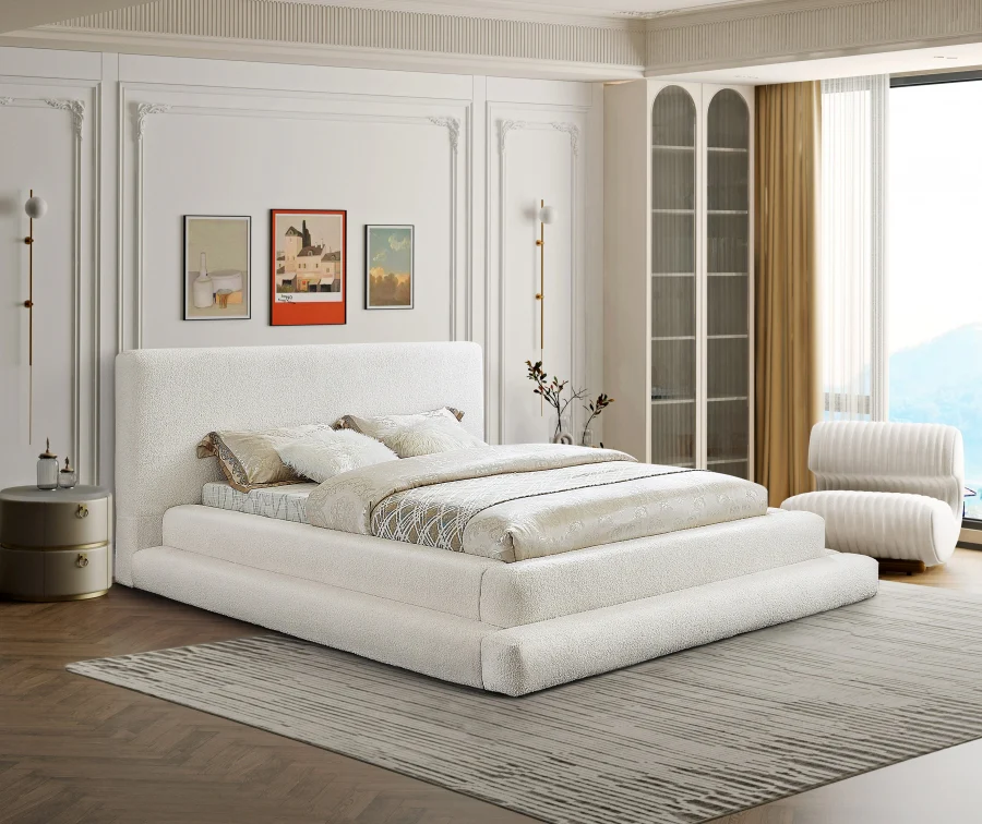 Finland Boucle Fabric Bed Cream - Image 4