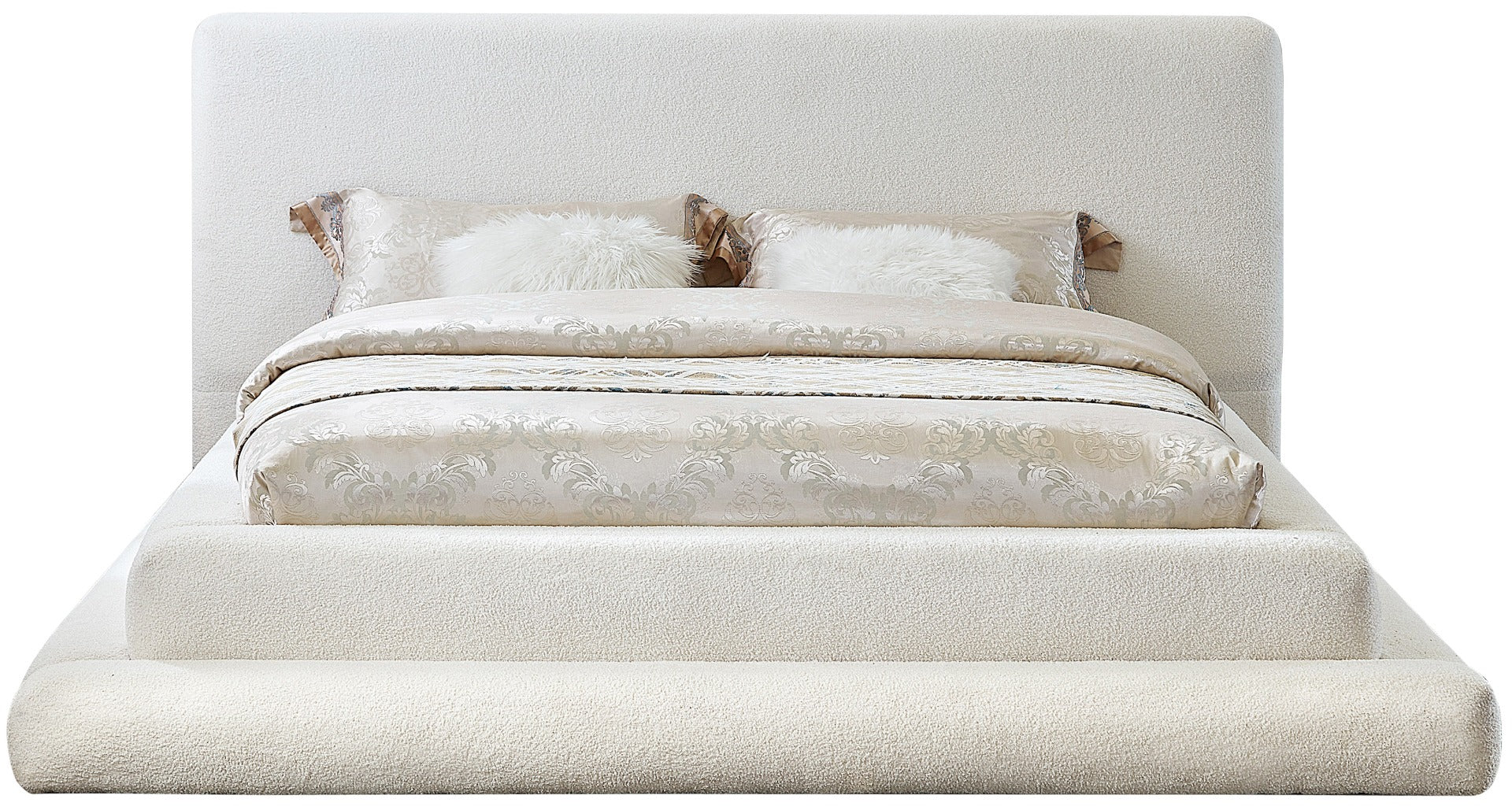 Finland Boucle Fabric Bed Cream - Image 5