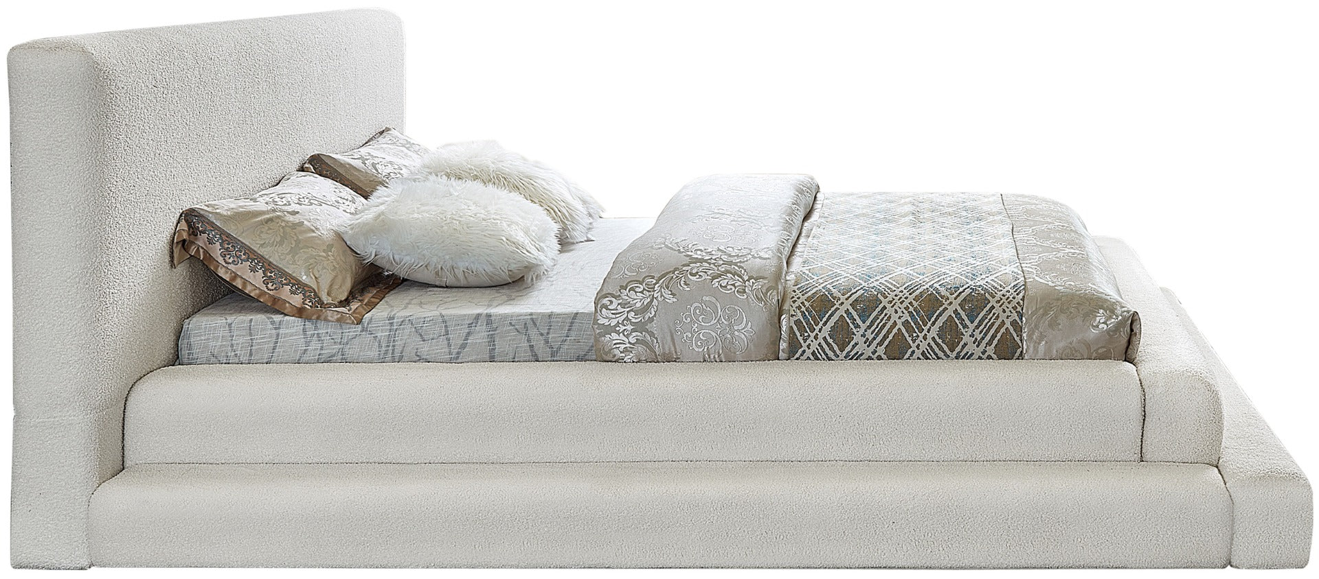 Finland Boucle Fabric Bed Cream - Image 7
