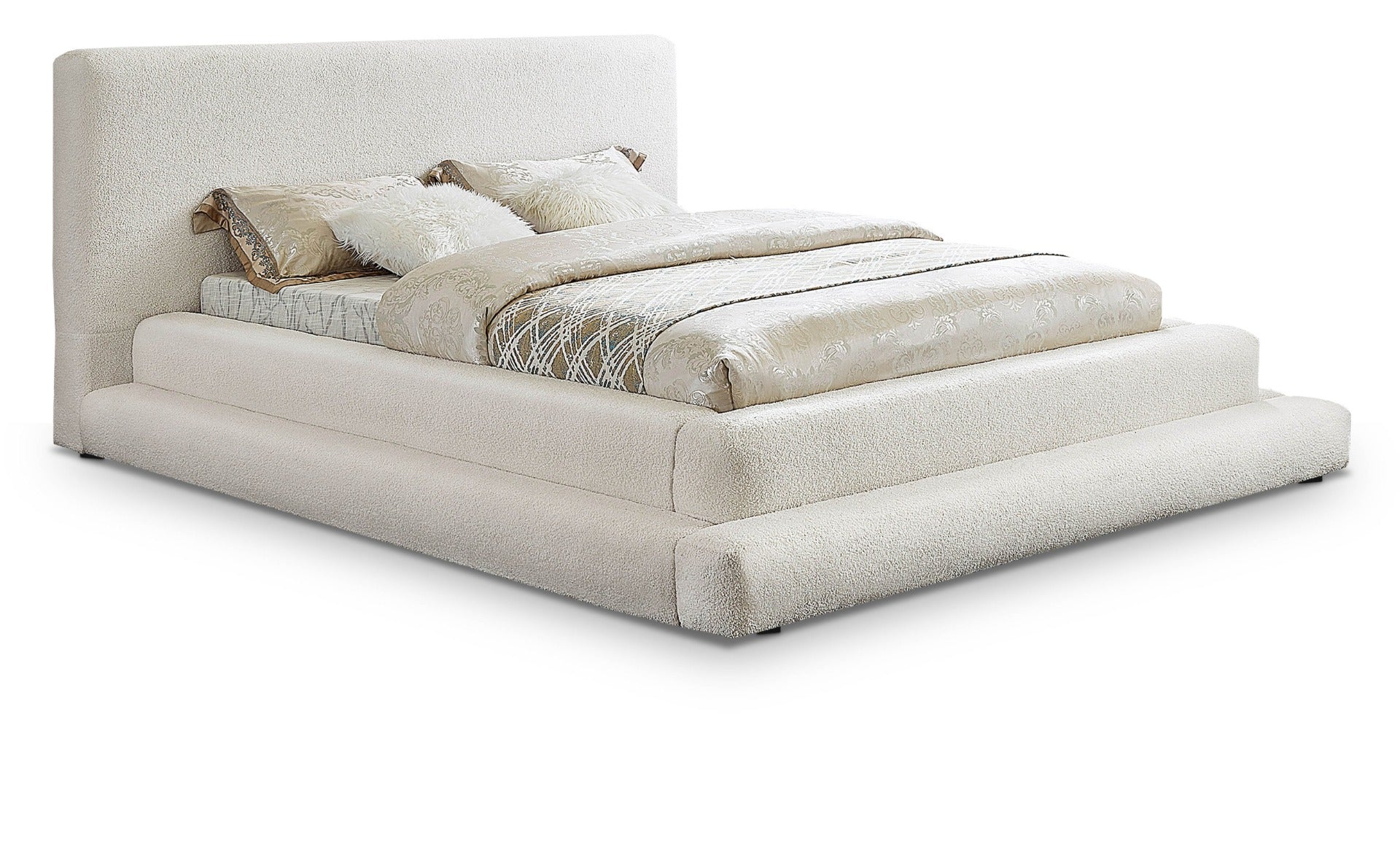Finland Boucle Fabric Bed Cream - Image 9