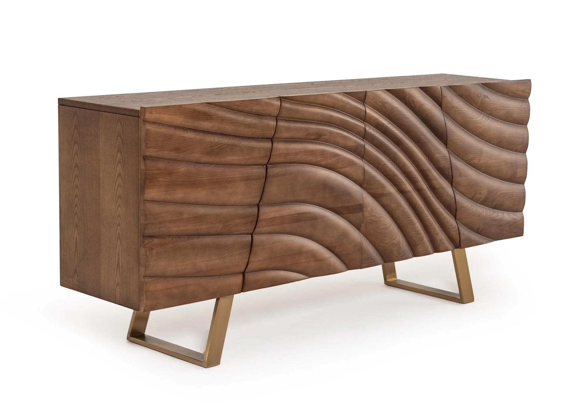 Finland Mid - Century Walnut & Gold Buffet - Image 3