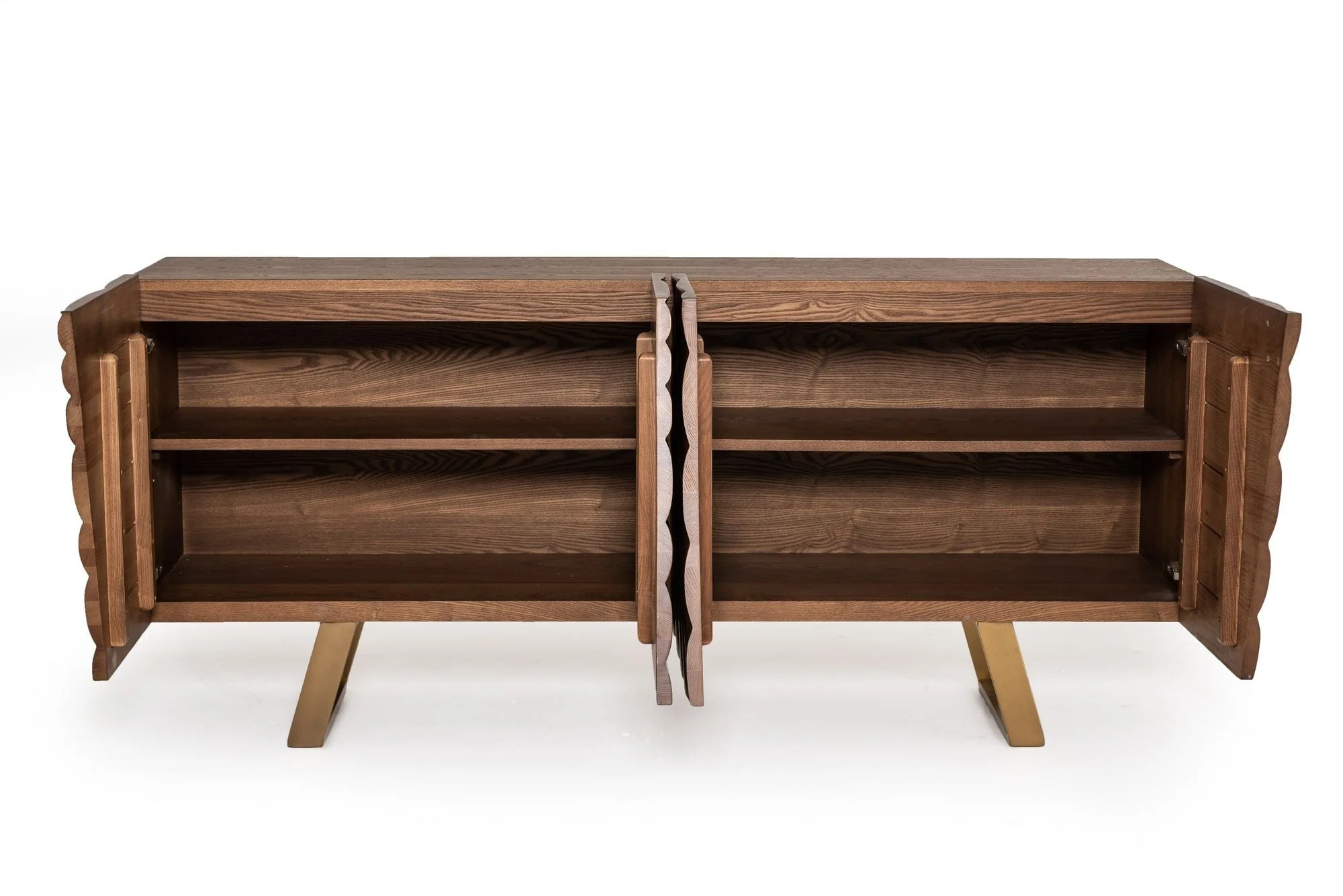 Finland Mid - Century Walnut & Gold Buffet - Image 6