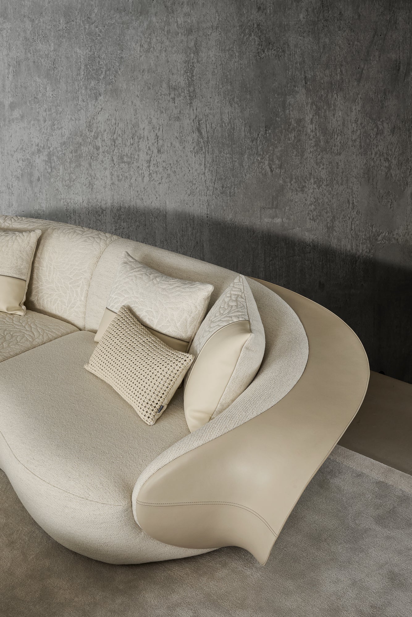 Forma No. 1 Curved Leather & Fabric Sectional - Image 7