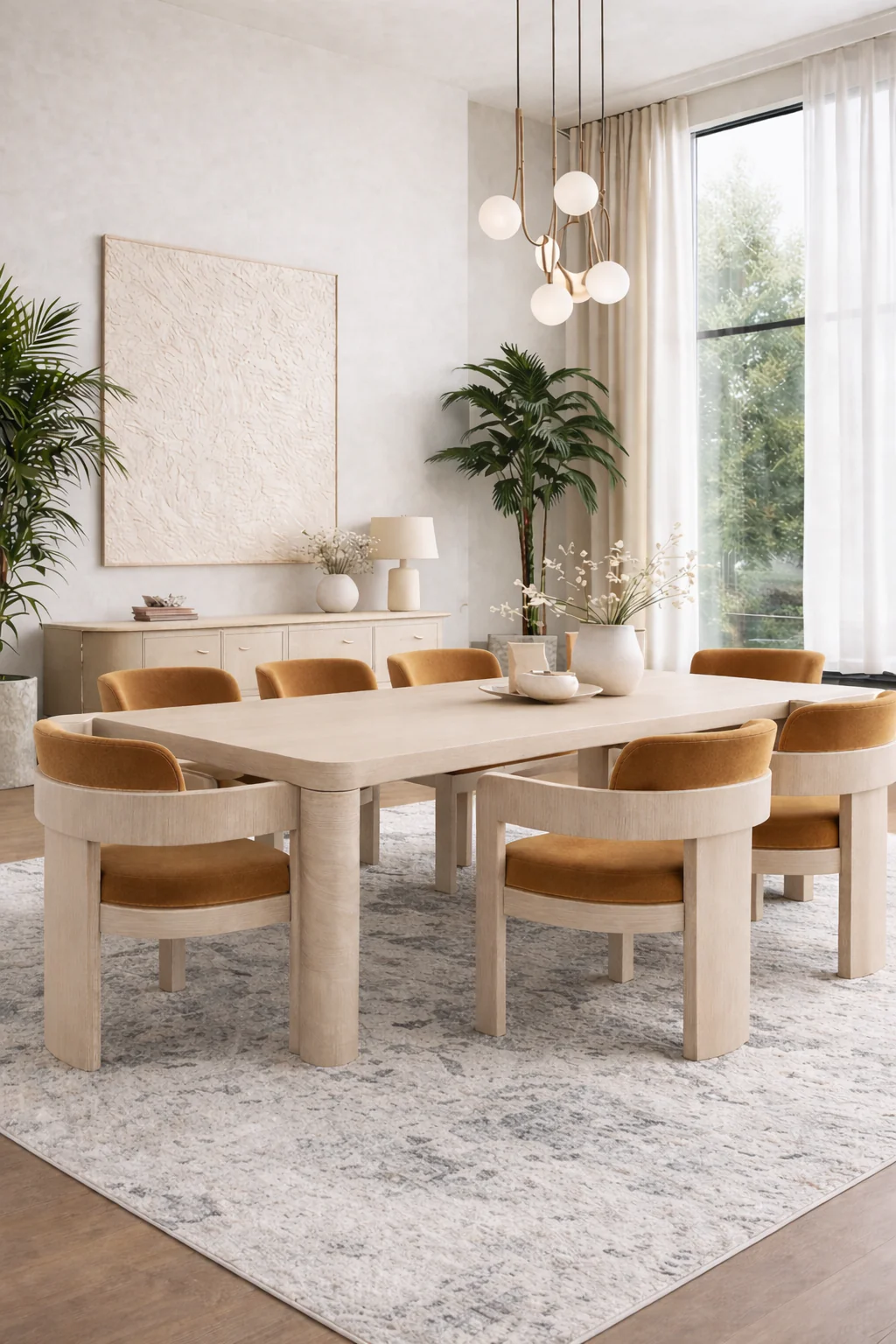 George West Whitewashed Oak Dining Table - Image 3