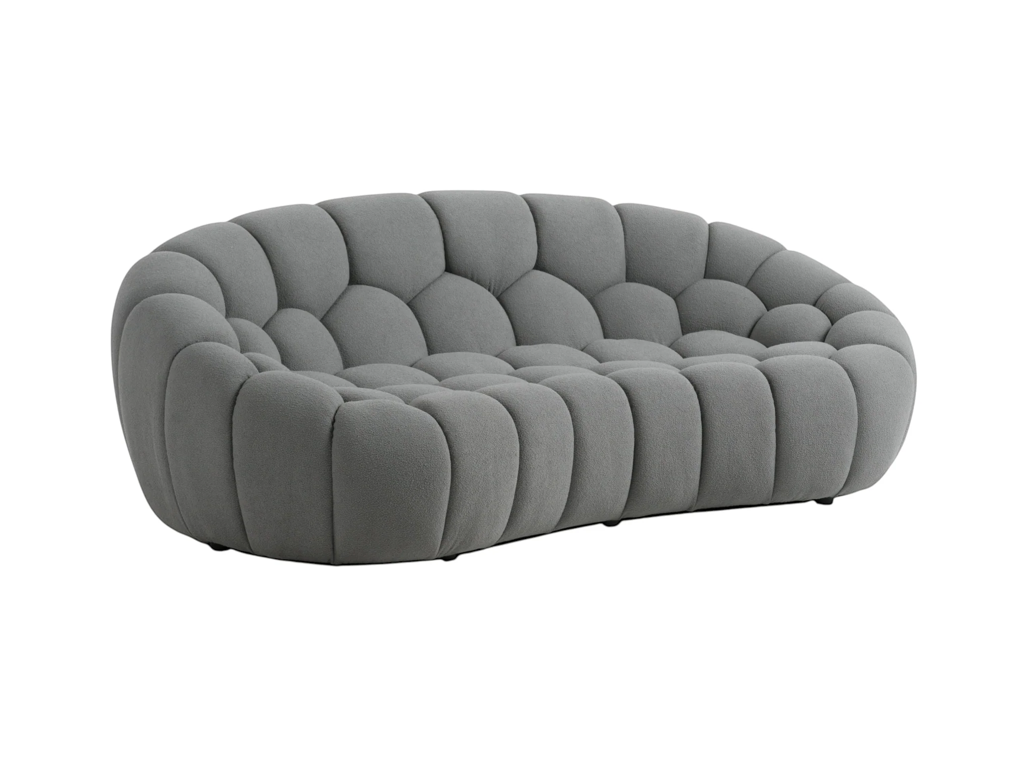 Halo Modern Curved Grey Fabric Loveseat - Image 3
