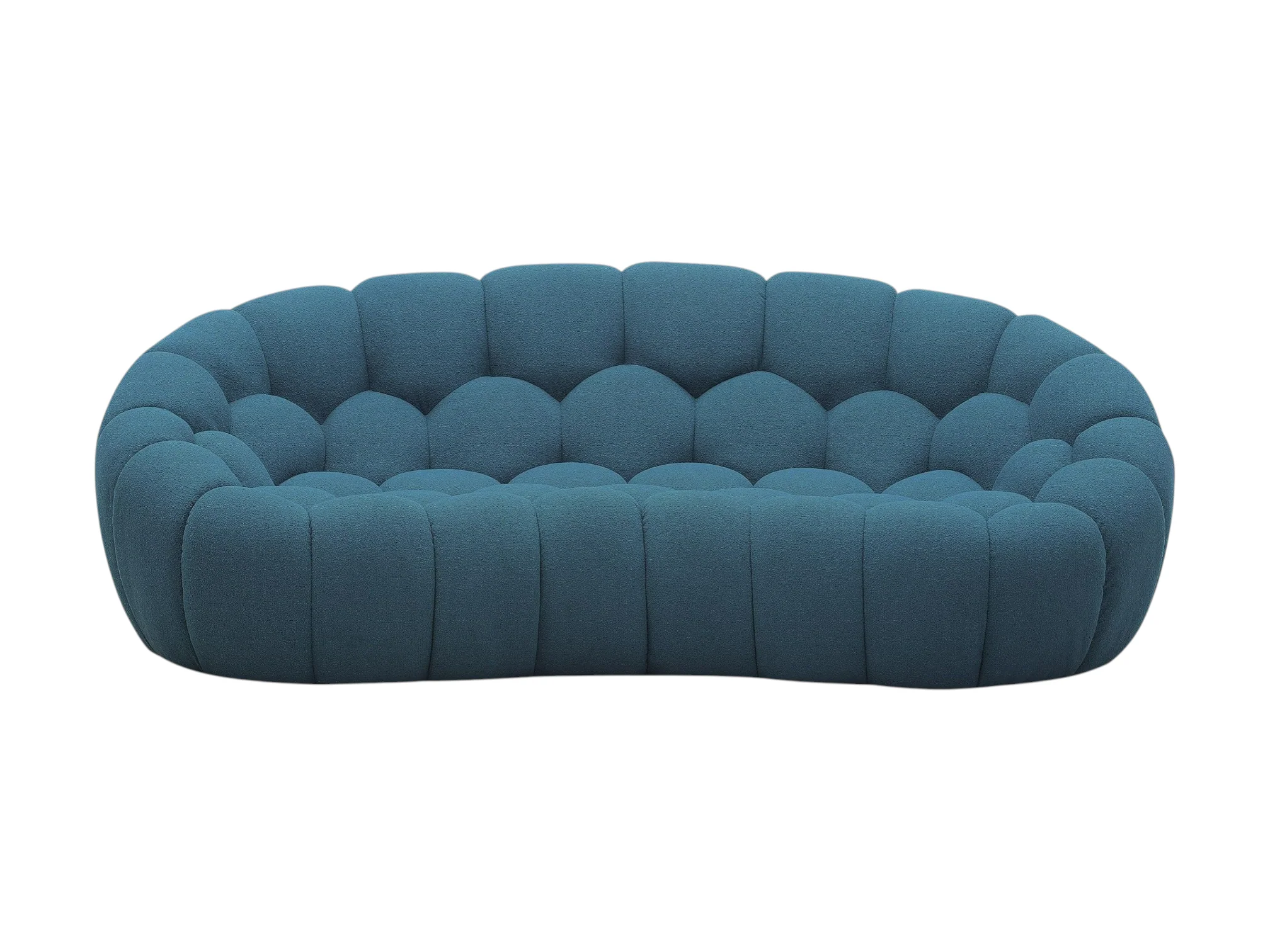 Halo Modern Curved Dark Teal Fabric Loveseat - Image 9