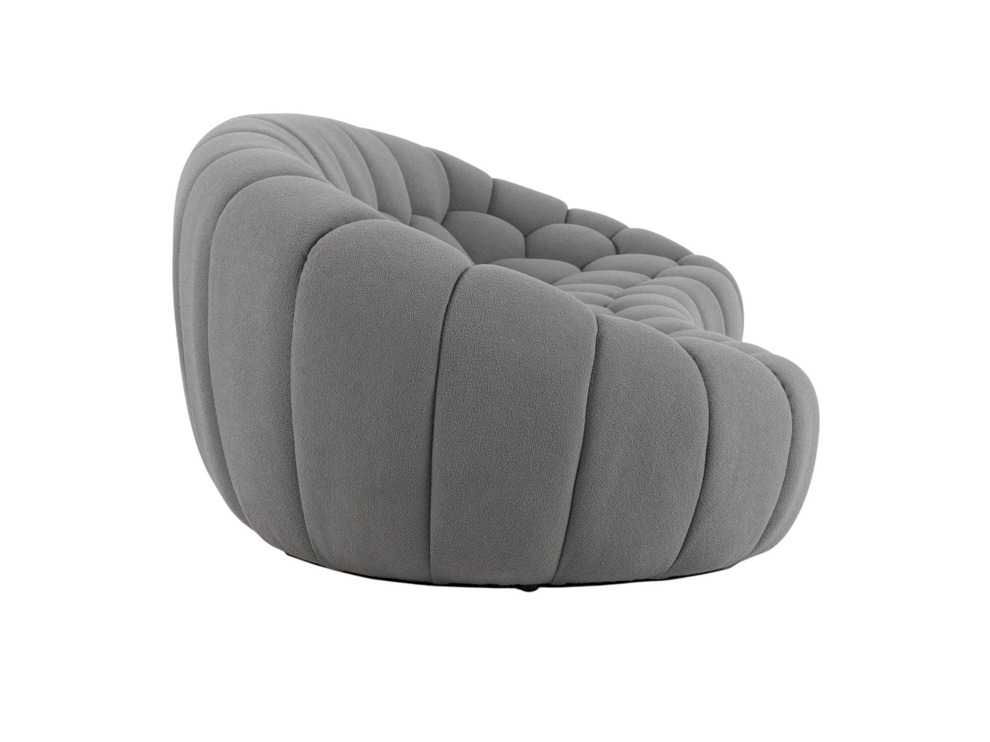 Halo Modern Curved Grey Fabric Sofa - Image 6