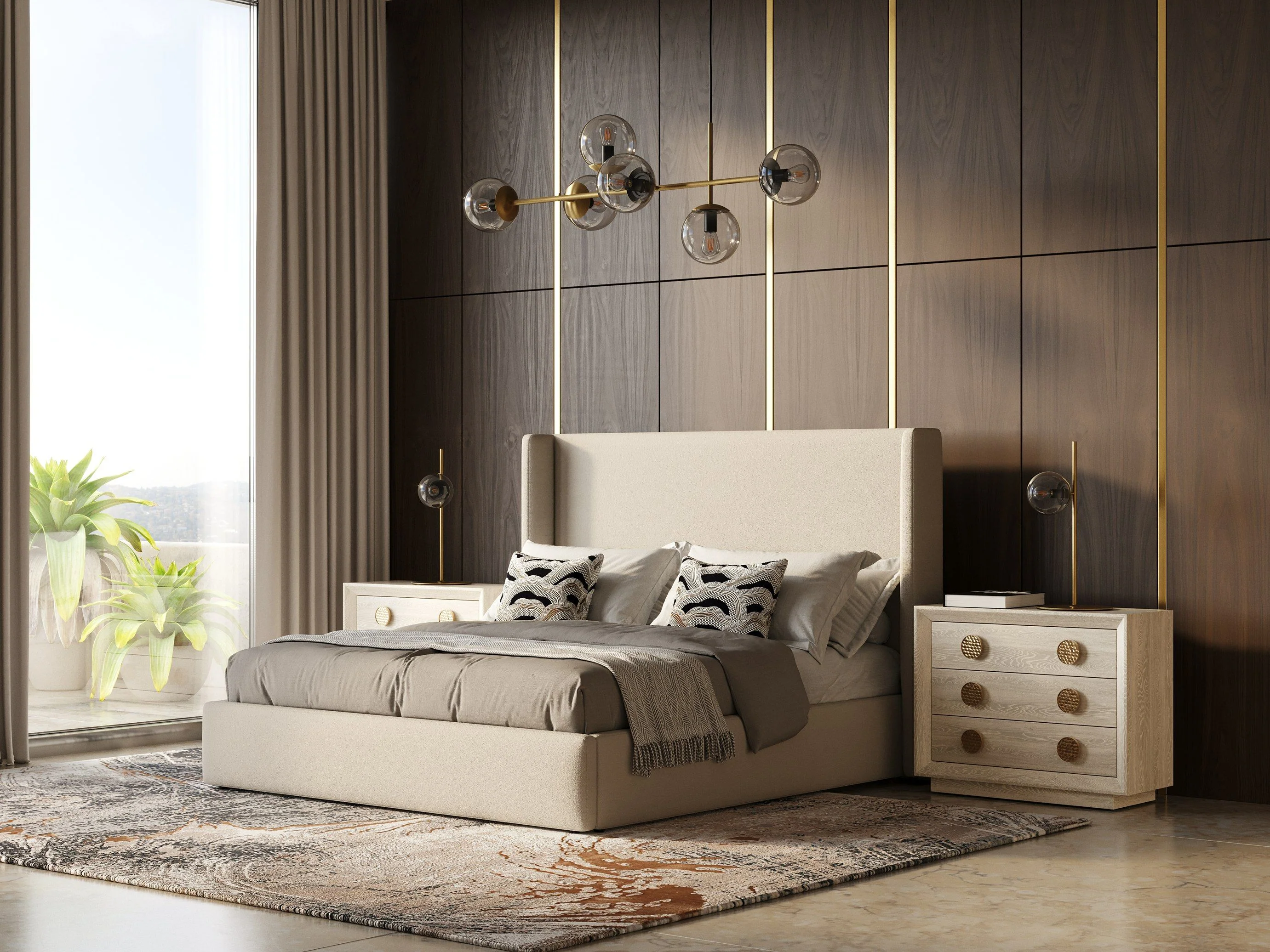 Hamilton Upholstered Beige Fabric Bed - Image 10