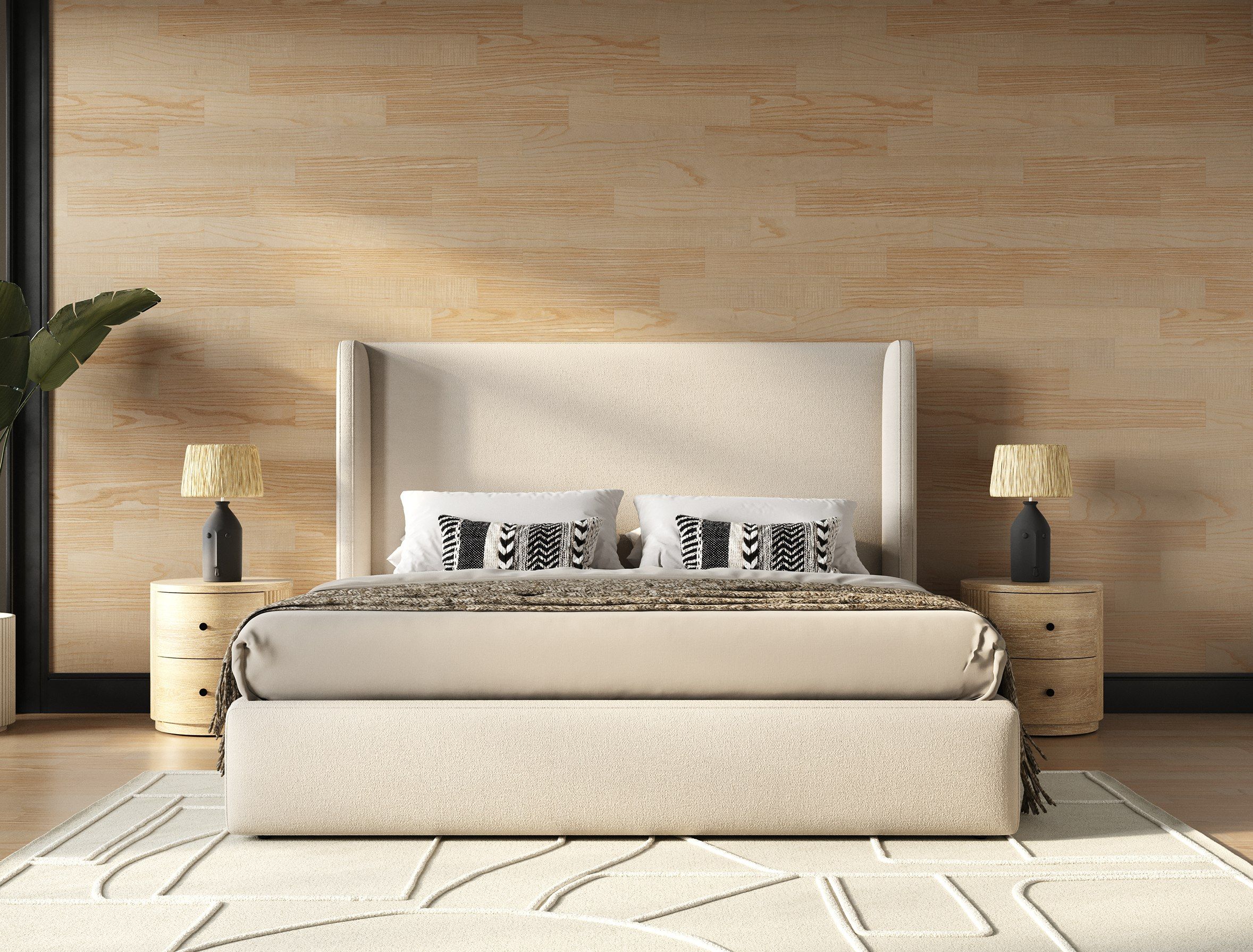 Hamilton Upholstered Beige Fabric Bed - Image 11