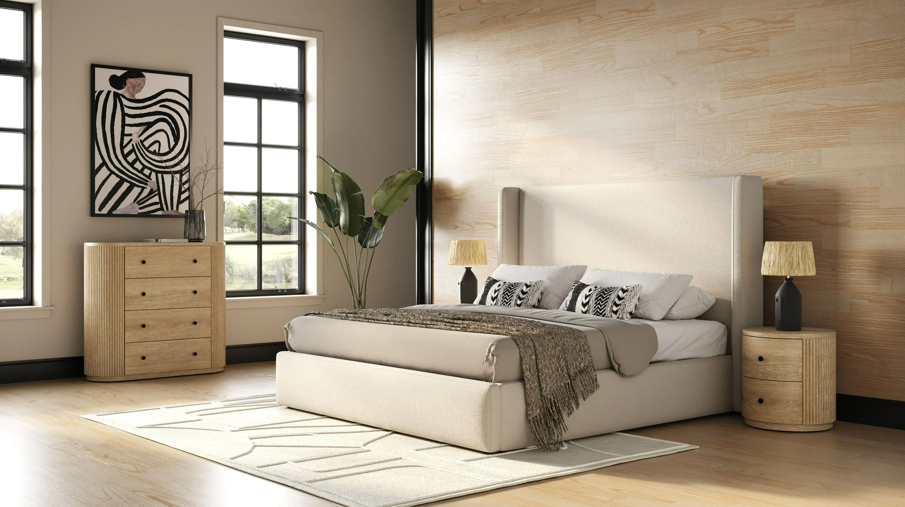 Hamilton Upholstered Beige Fabric Bed - Image 12