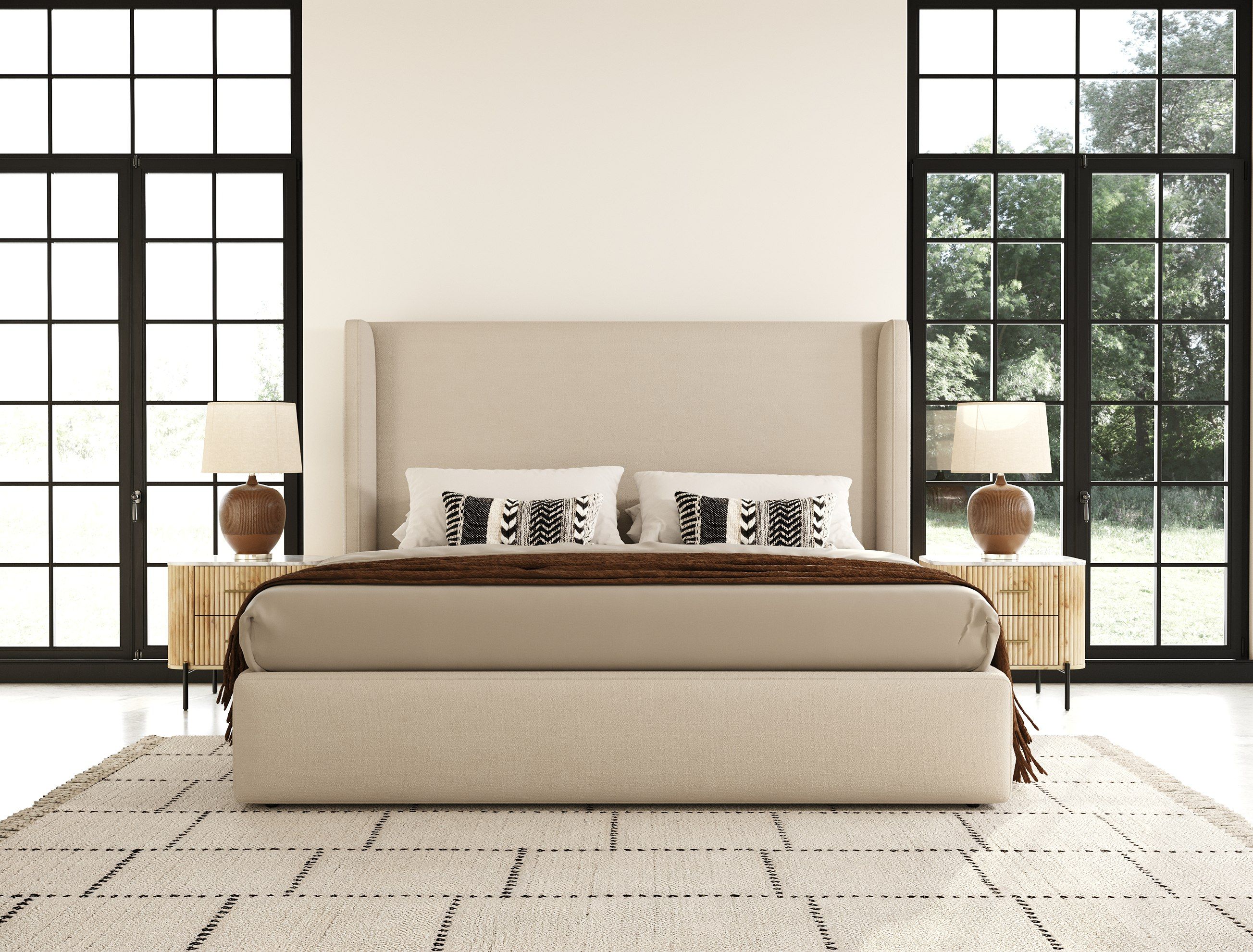 Hamilton Upholstered Beige Fabric Bed - Image 13