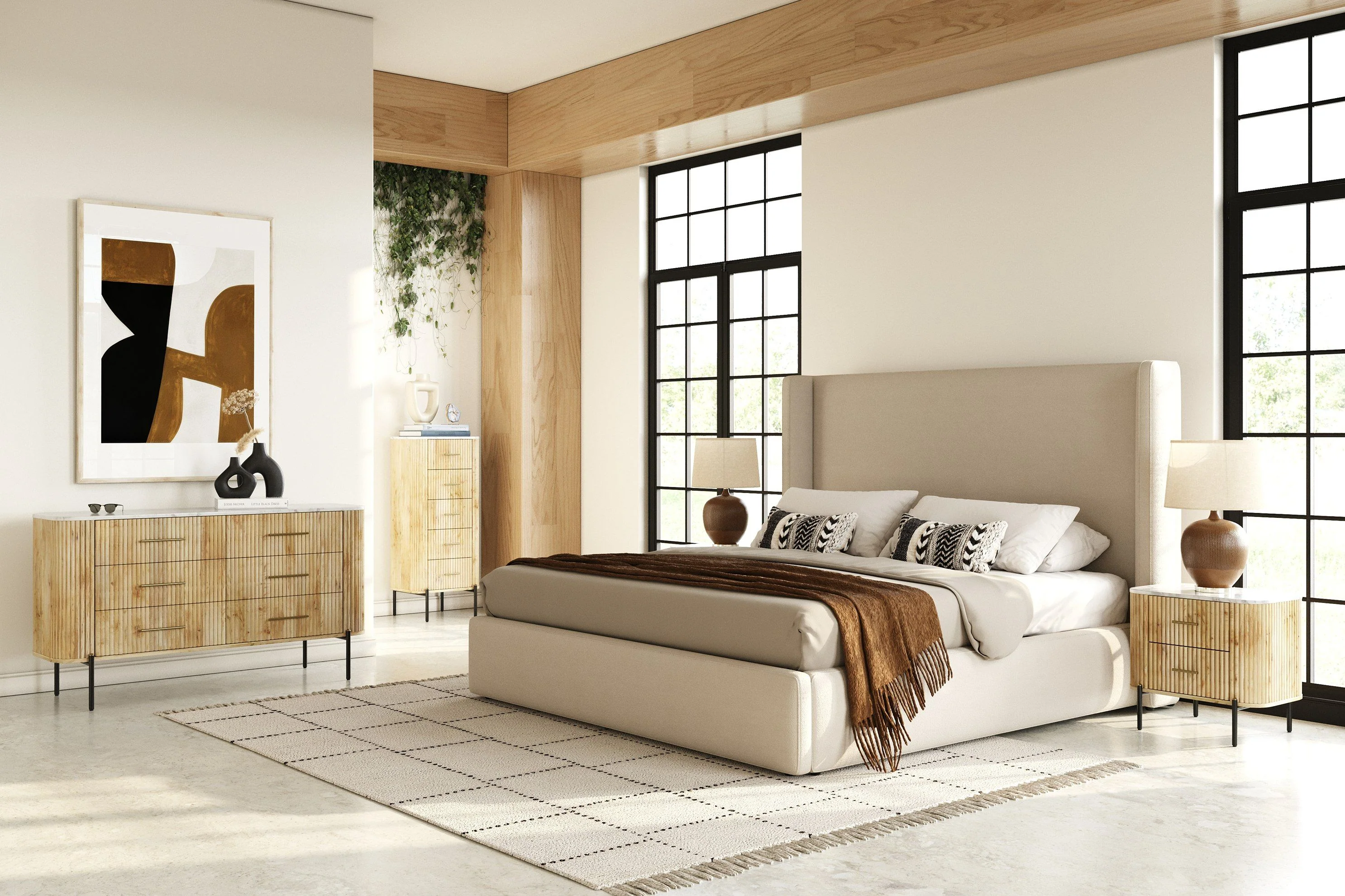 Hamilton Upholstered Beige Fabric Bed - Image 14