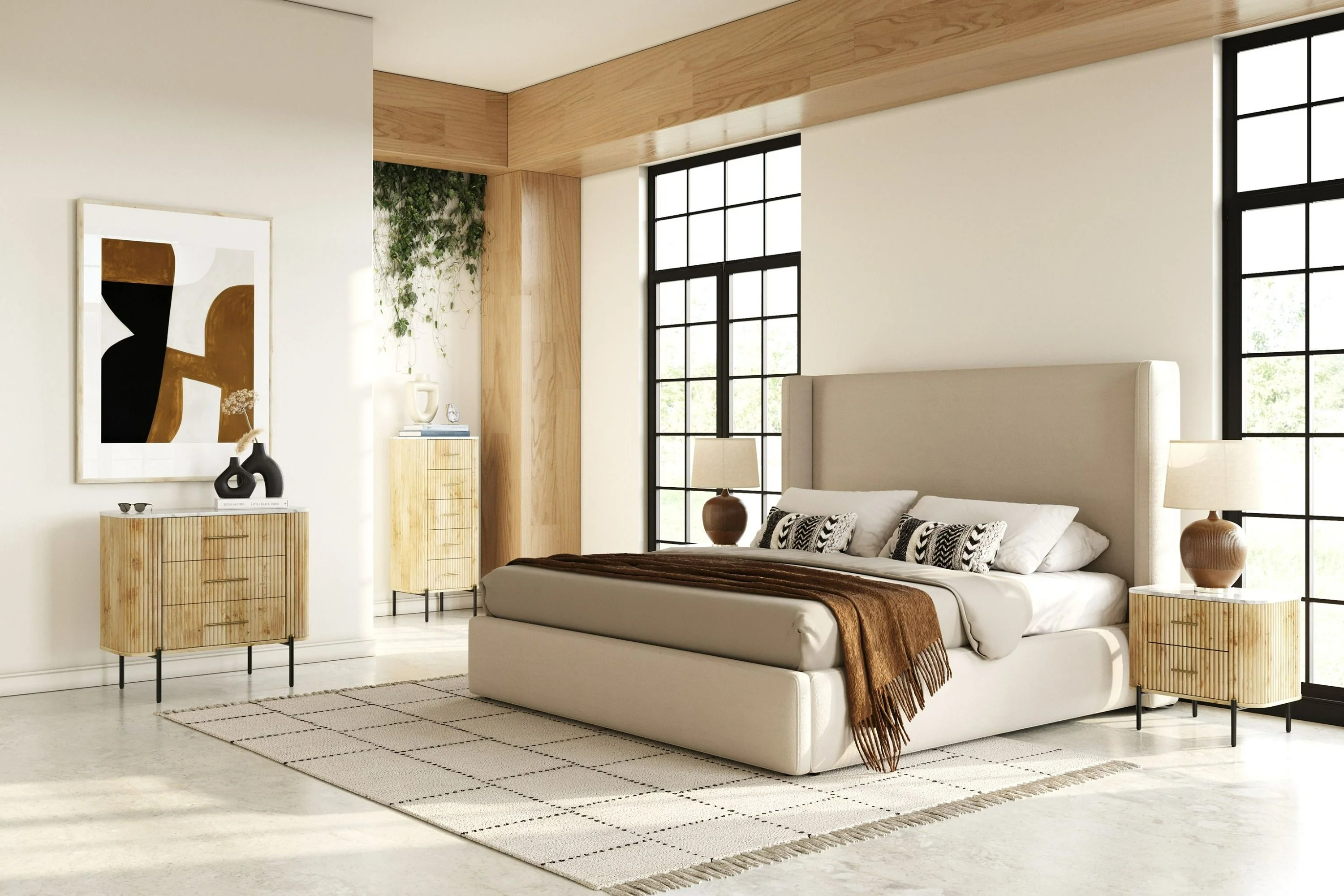 Hamilton Upholstered Beige Fabric Bed - Image 15
