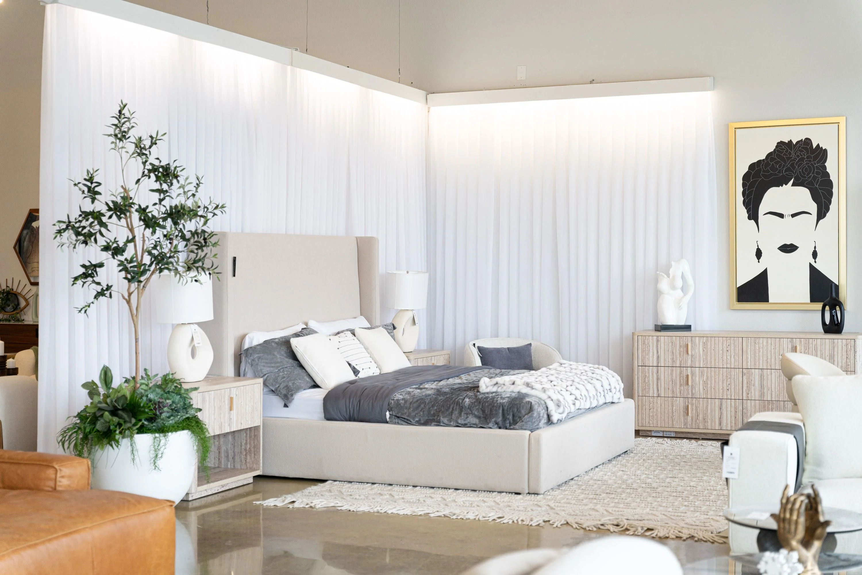Hamilton Upholstered Beige Fabric Bed - Image 16