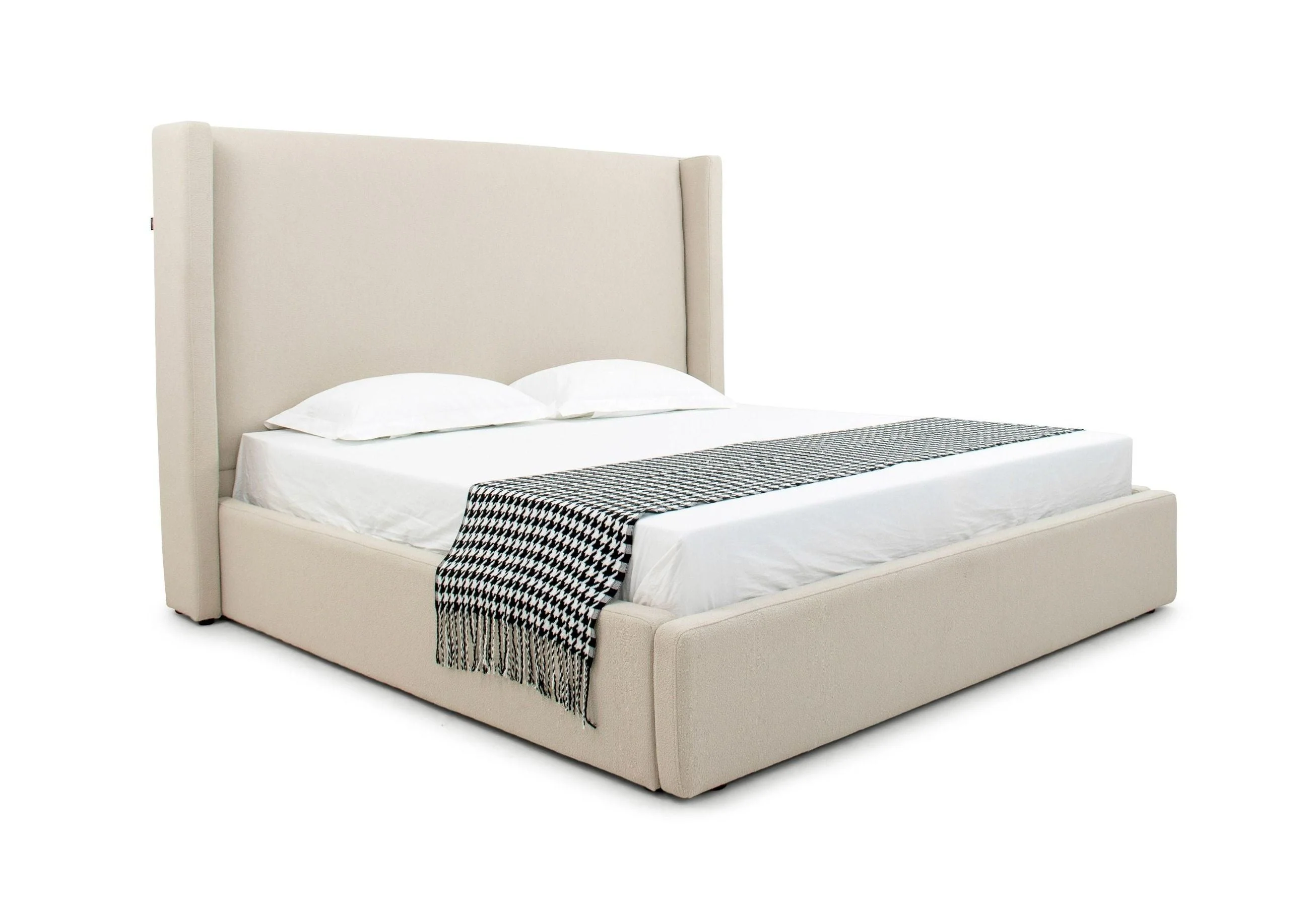 Hamilton Upholstered Beige Fabric Bed - Image 3