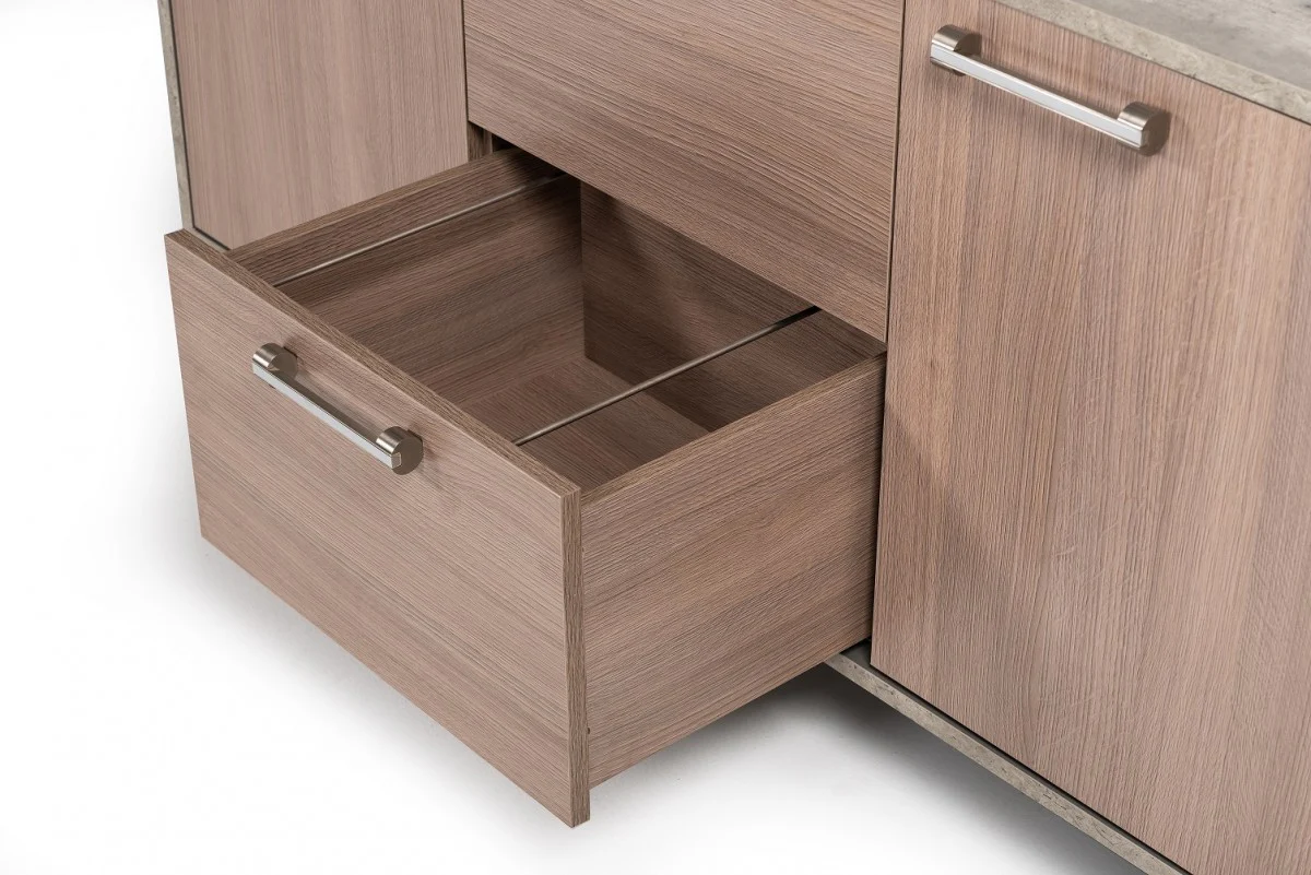Harvard Brown Oak & Faux Concrete Office File Cabinet - Image 6