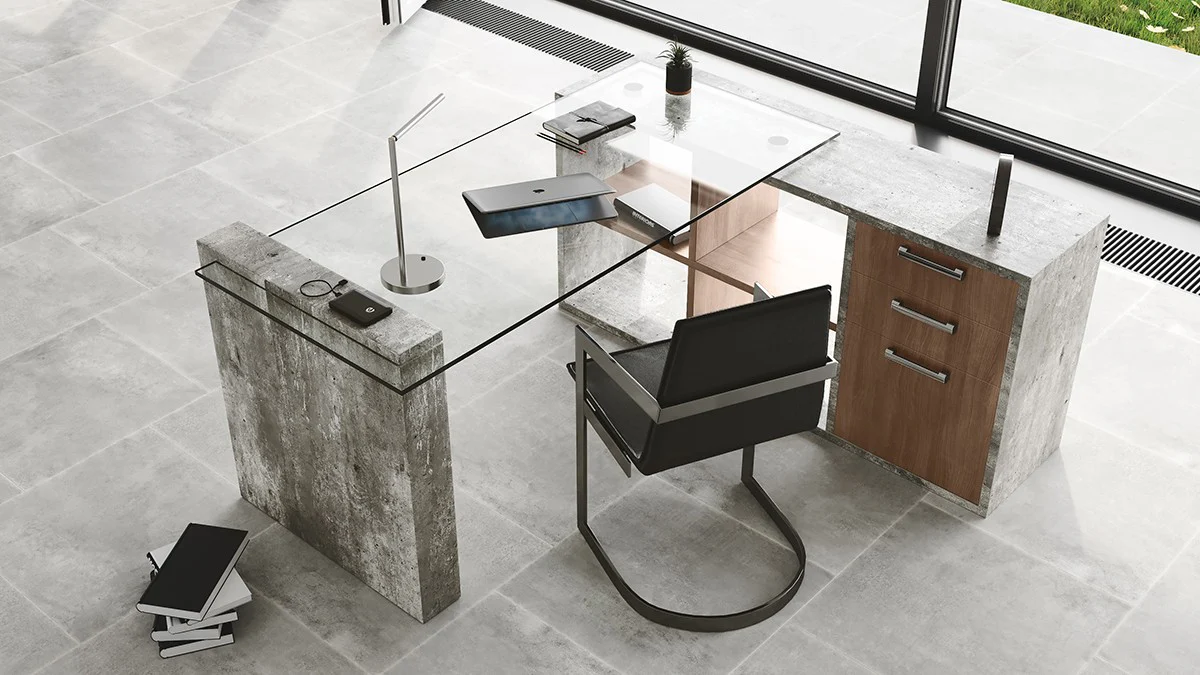 Harvard Glass And Concrete Reversible Desk - Image 8