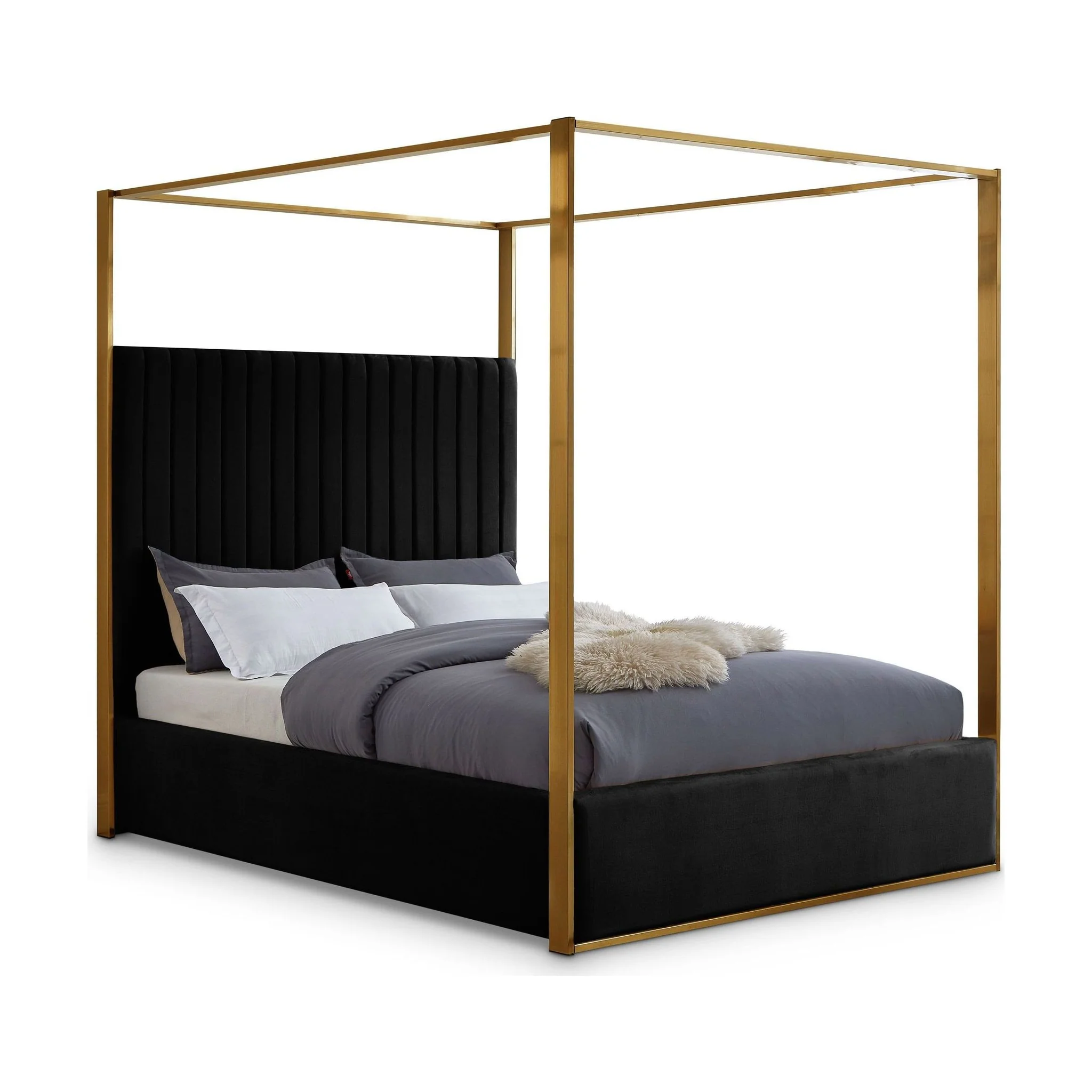 Jones Velvet Upholstered Canopy Bed