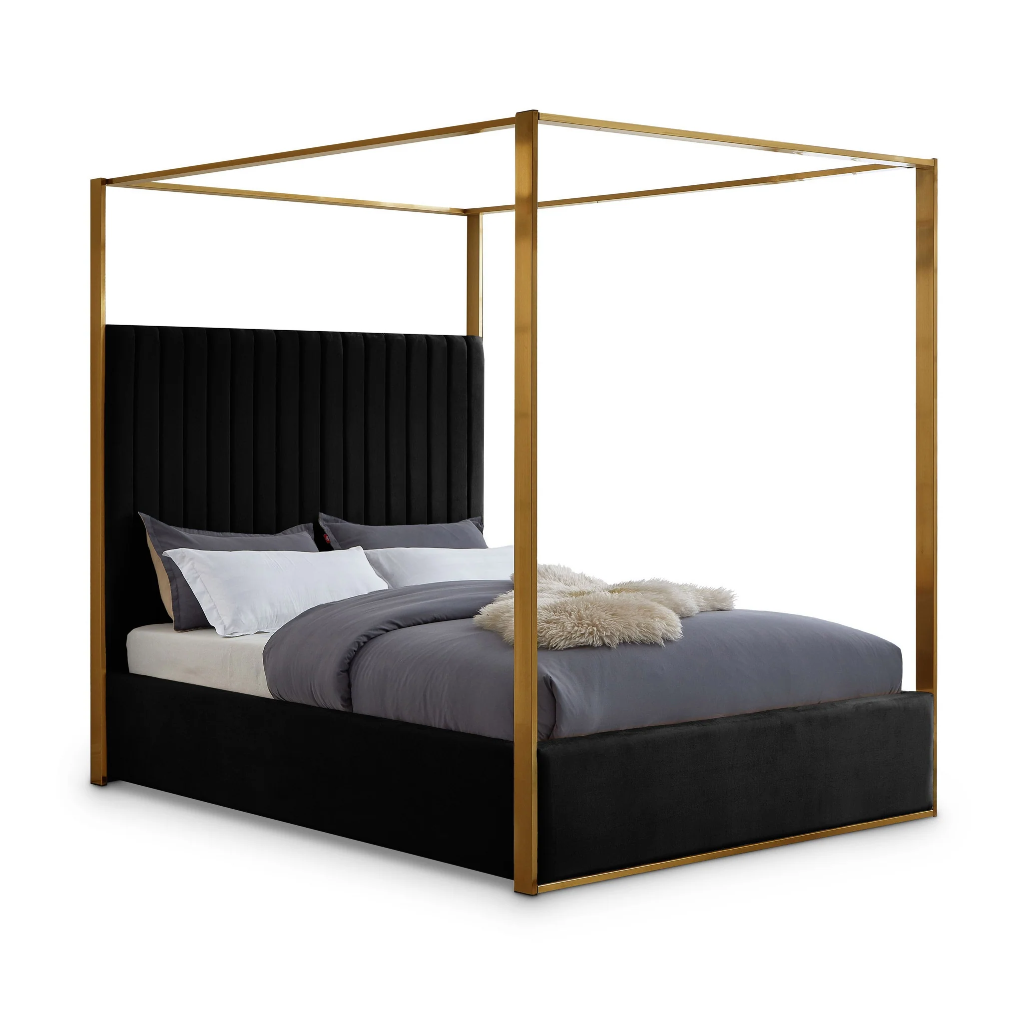Jones Velvet Upholstered Canopy Bed - Image 10