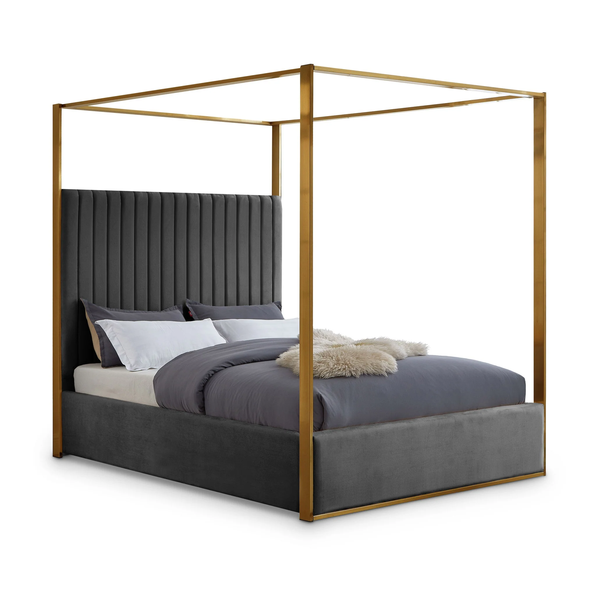 Jones Velvet Upholstered Canopy Bed - Image 11