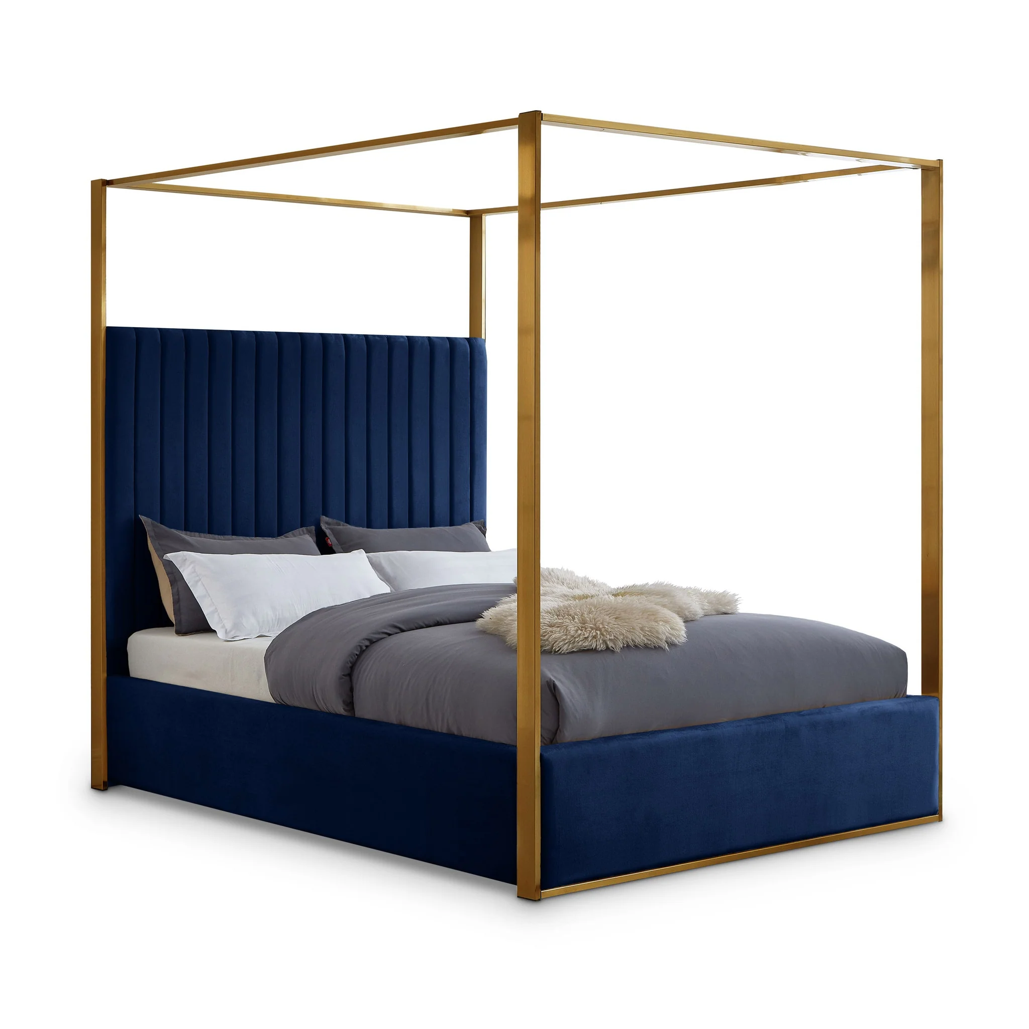 Jones Velvet Upholstered Canopy Bed - Image 14