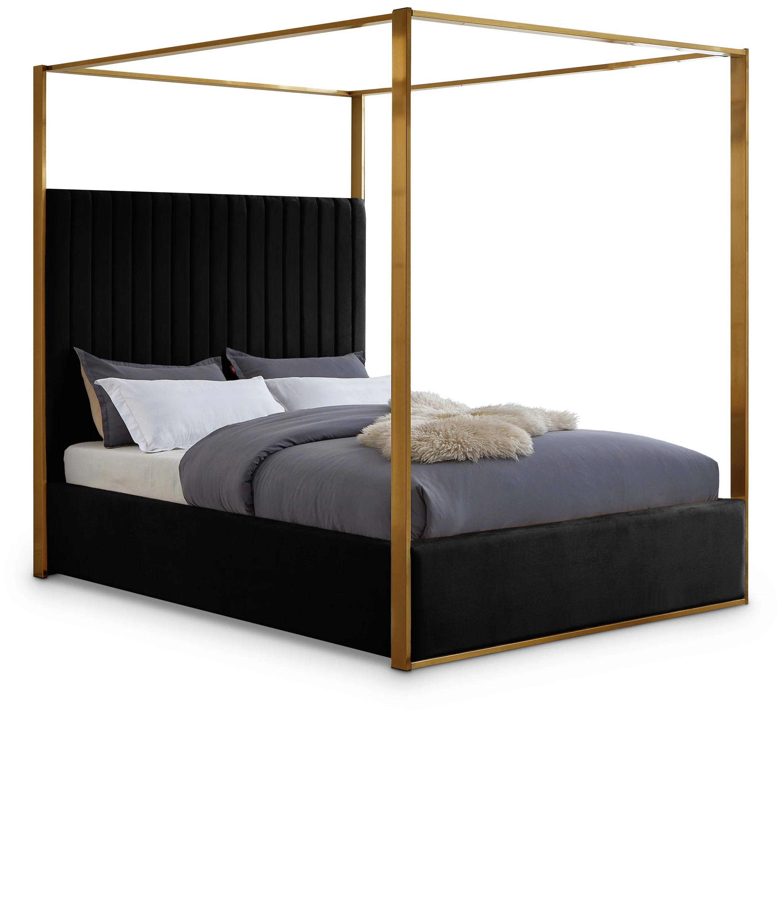 Jones Velvet Upholstered Canopy Bed - Image 2