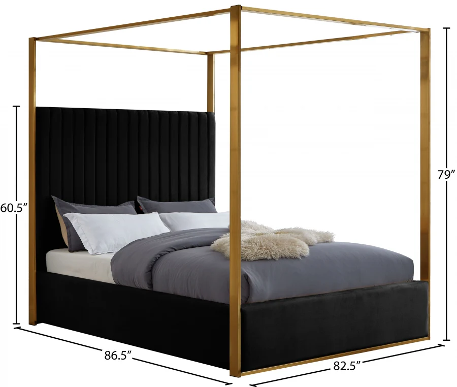 Jones Velvet Upholstered Canopy Bed - Image 3